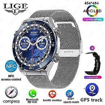 GPS Smart Watch Adult 454*454 HD resolution Voice Calling NFC Watches Compass Waterproof ECG+PPG Smartwatch For Android ios
