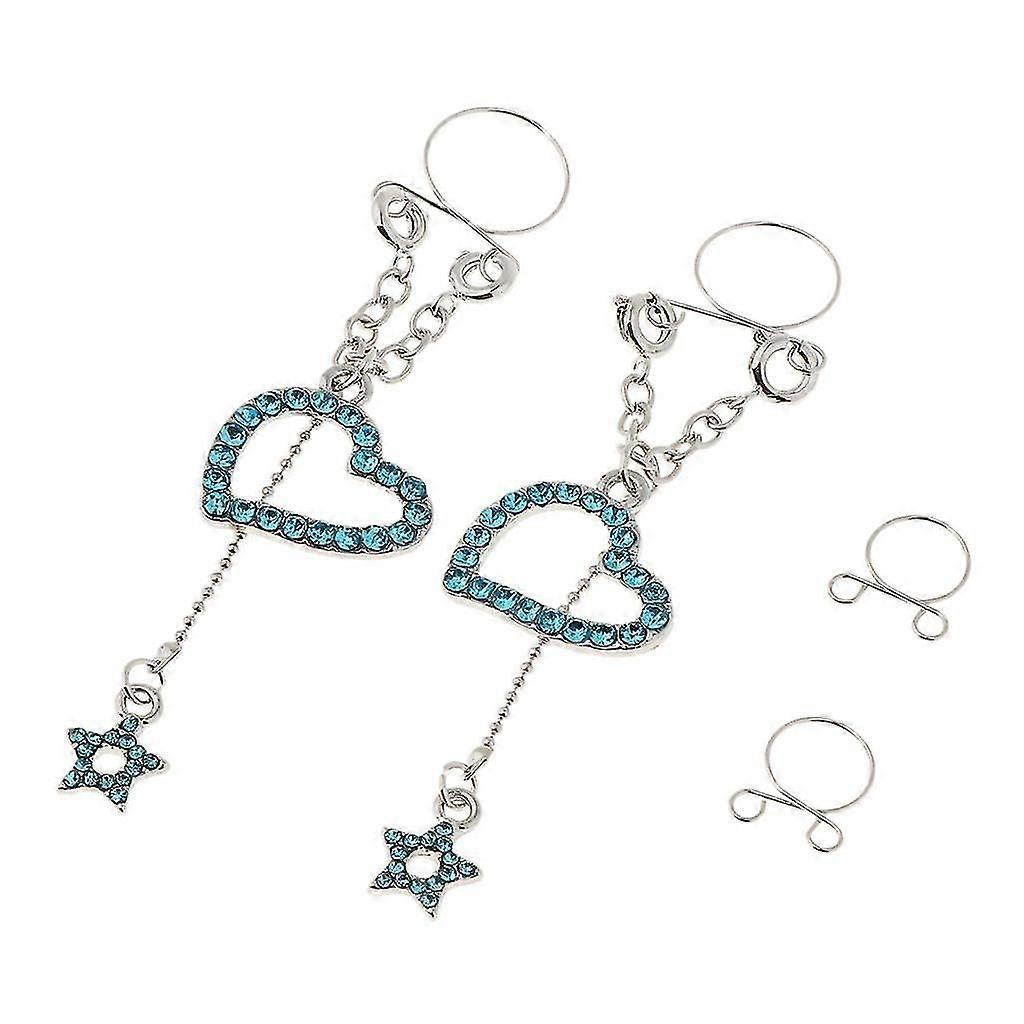 1 Pair Dangle Non Piercing Clip On Nipple Ring Body Jewelry Silver Tassel