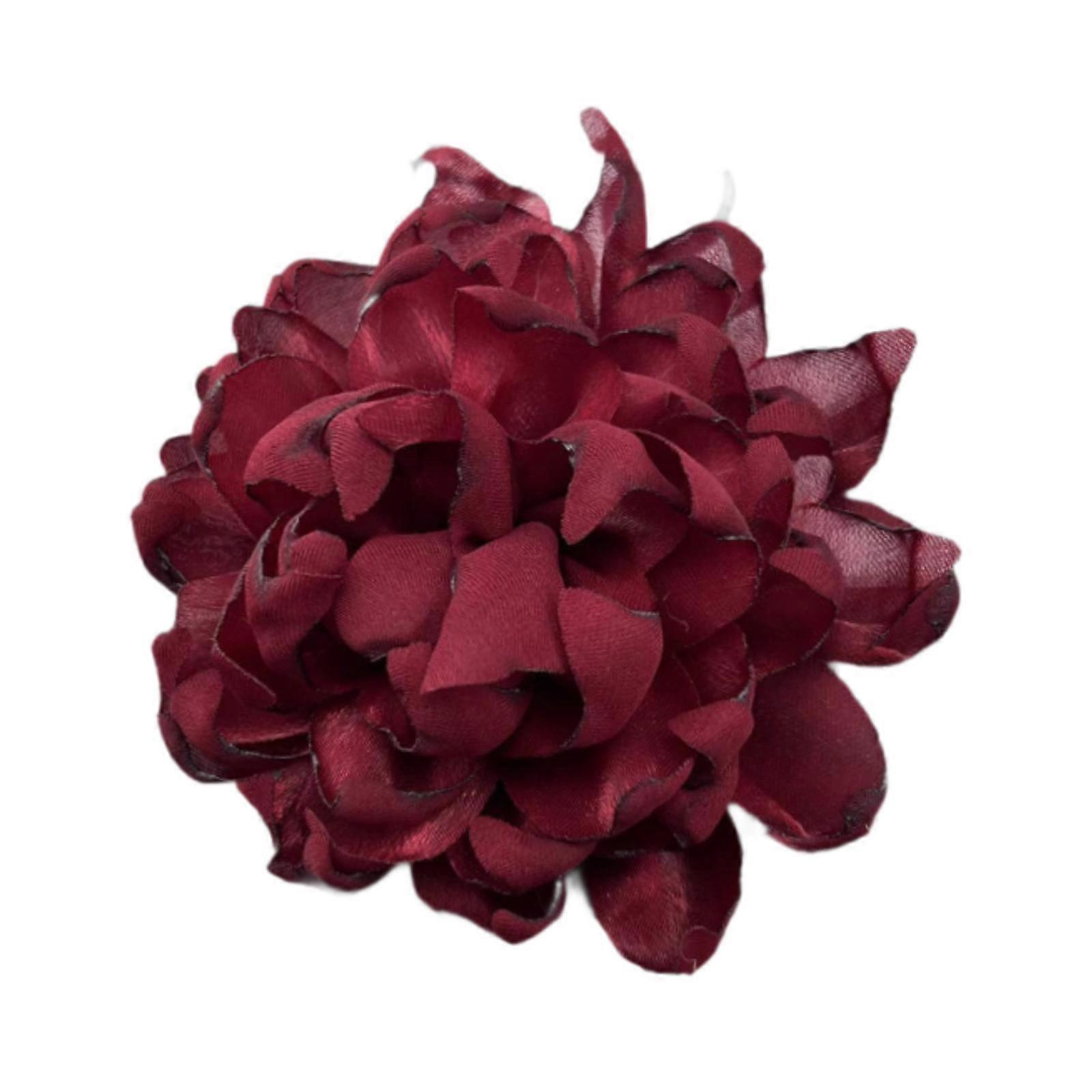 フラワーブローチサテンカメリアフラワーコサージュ女性用手作り、ブートニア