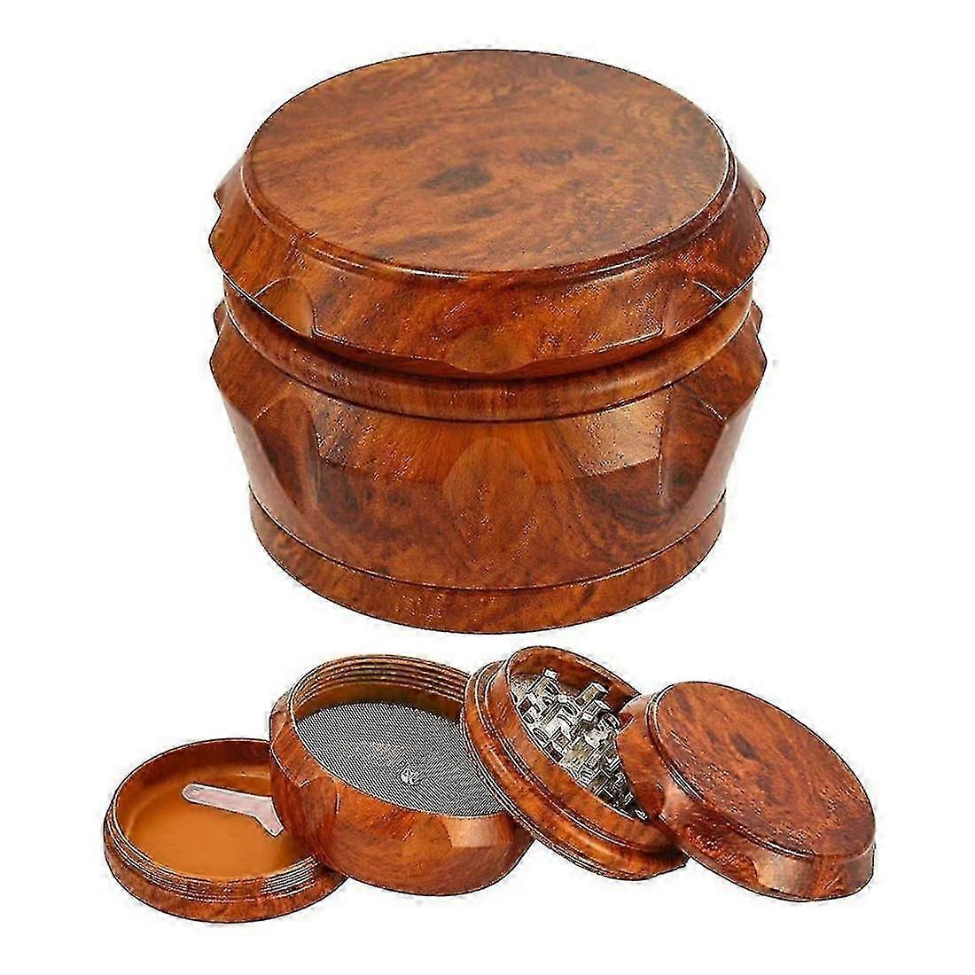 طاحونة خشبية سعة كبيرة من 4 طبقات مطحنة مع مكشطة حبوب اللقاح مناسبة للمطبخ المنزلي براون fg2025031700623