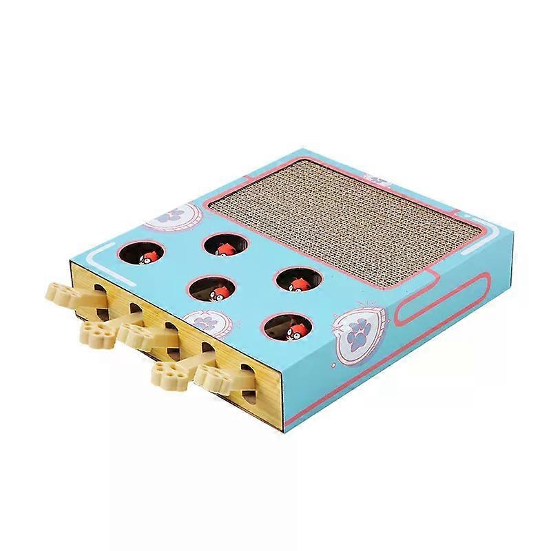 Cat Puzzle Toy for Indoor Cats Interactive Whack A Mole with Scratching Board Kitten Spring Stimulating Enrichment Toy Box