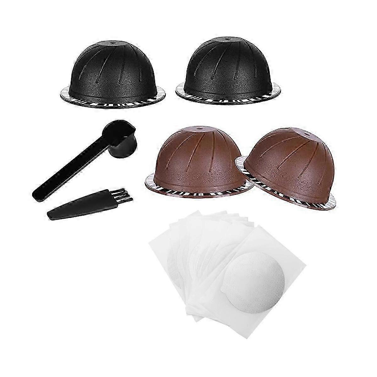 Refillable Coffee Containers Compatible with for VertuoLine Refill Vertuoline Pod with 50 Foil Lid