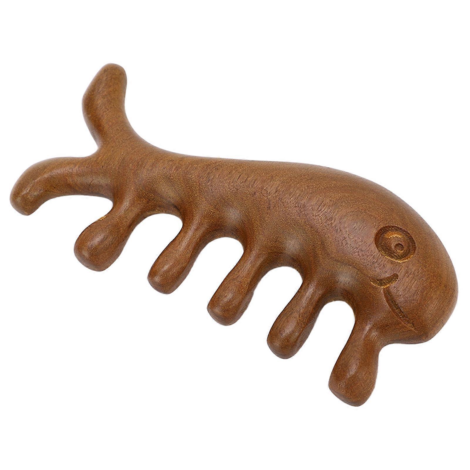 Sandalwood Wide Tooth Scalp Scraping Massage Comb Animal Shaped Gua Sha Comb for Neck Back Arms 