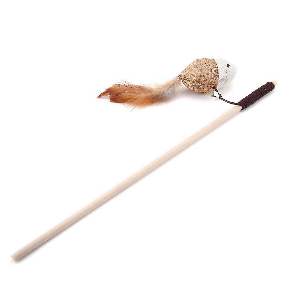 Pet Cat Toy Linen Bird Feather Cat Interactive Catcher Wand Toy