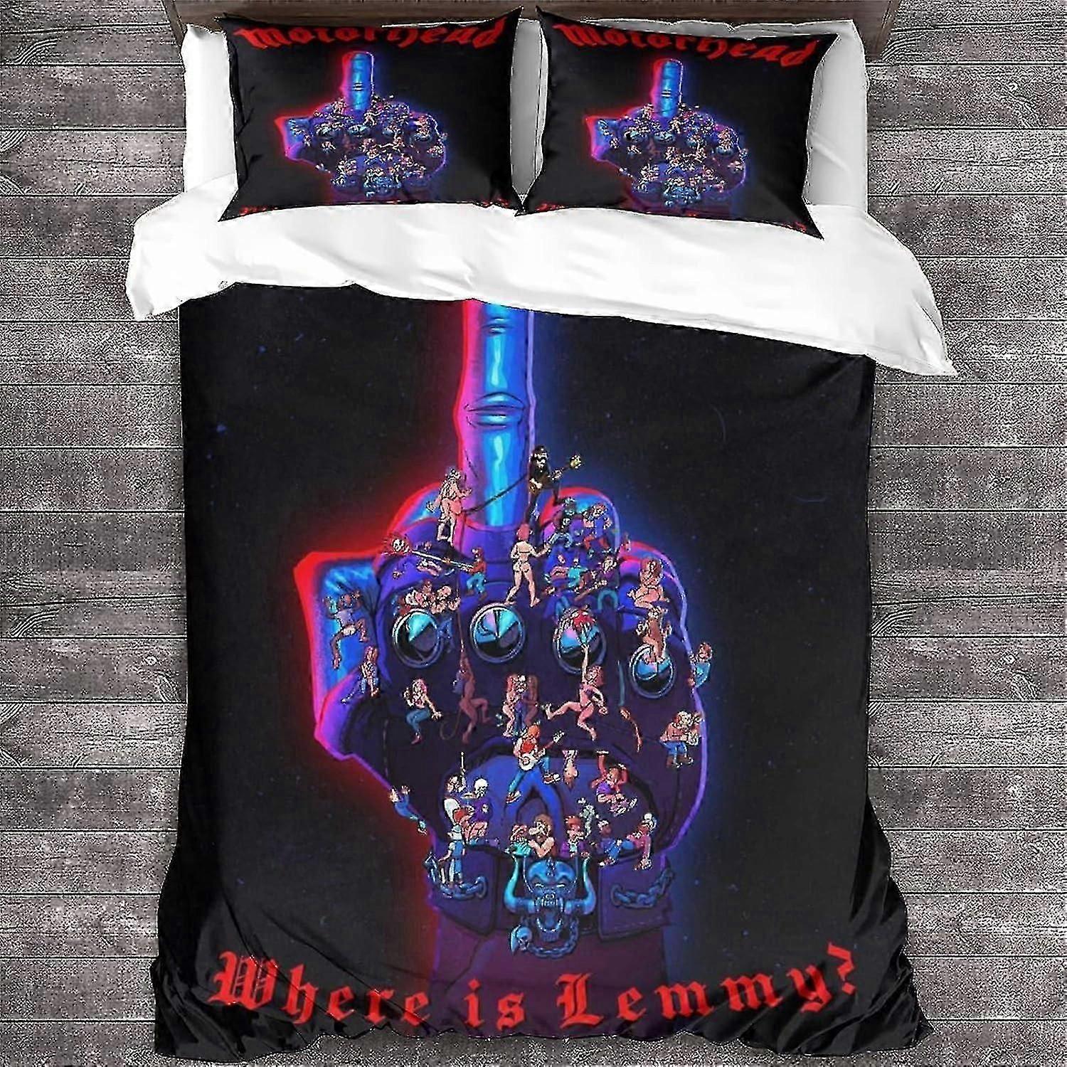 o2923 ملاءات السرير مجموعة الفراش Motorhead غطاء لحاف الروك أند رول غطاء لحاف الفرقة المعدنية الثقيلة غطاء لحاف لطيف ناعم مع ملاءات سرير كينج بسحاب معدني
