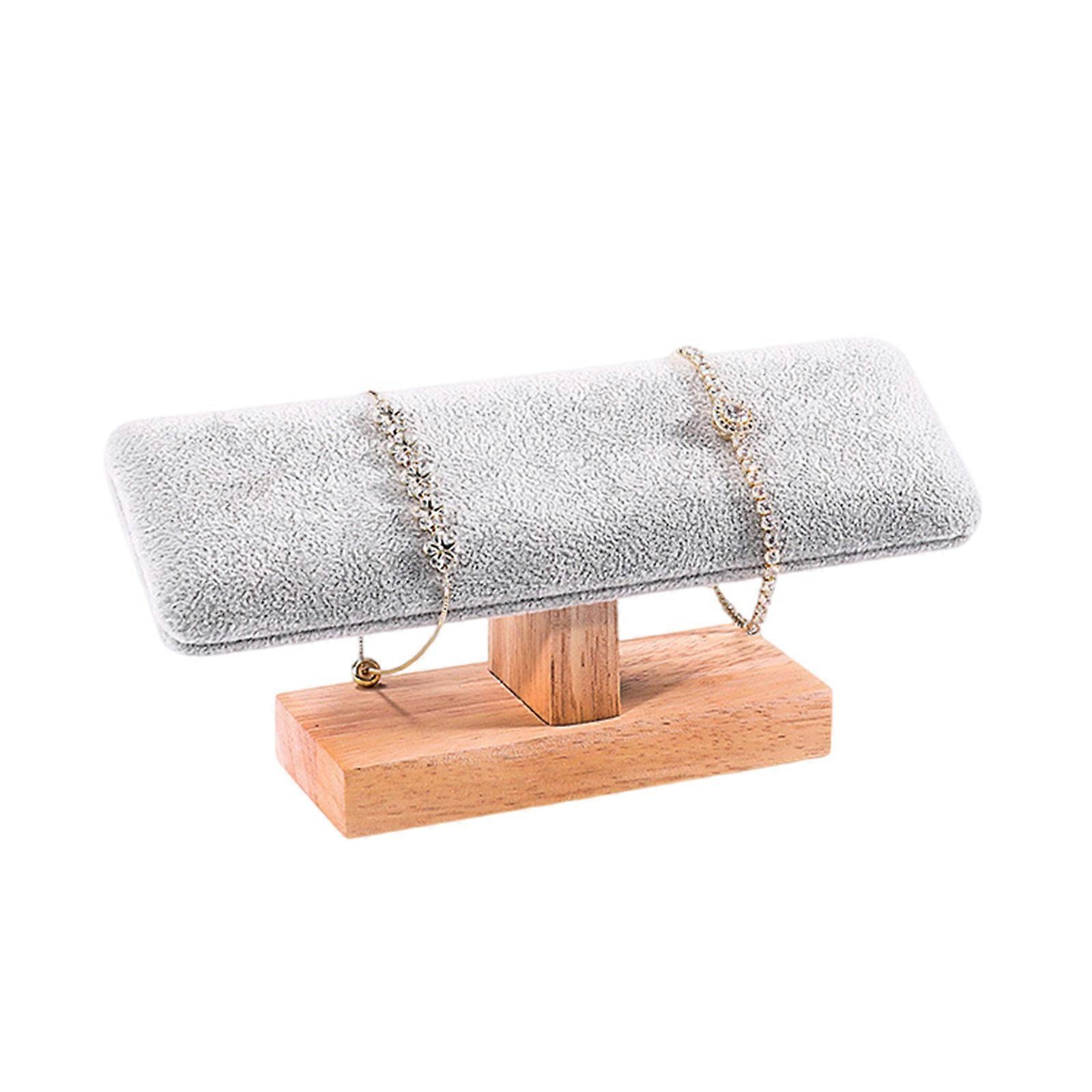 Luxurious Bracelet Display Stand Secure Wristchain Presentation Rack T-bar Shaped Bangles Rack Jewelry Organizer Shelf  light gray