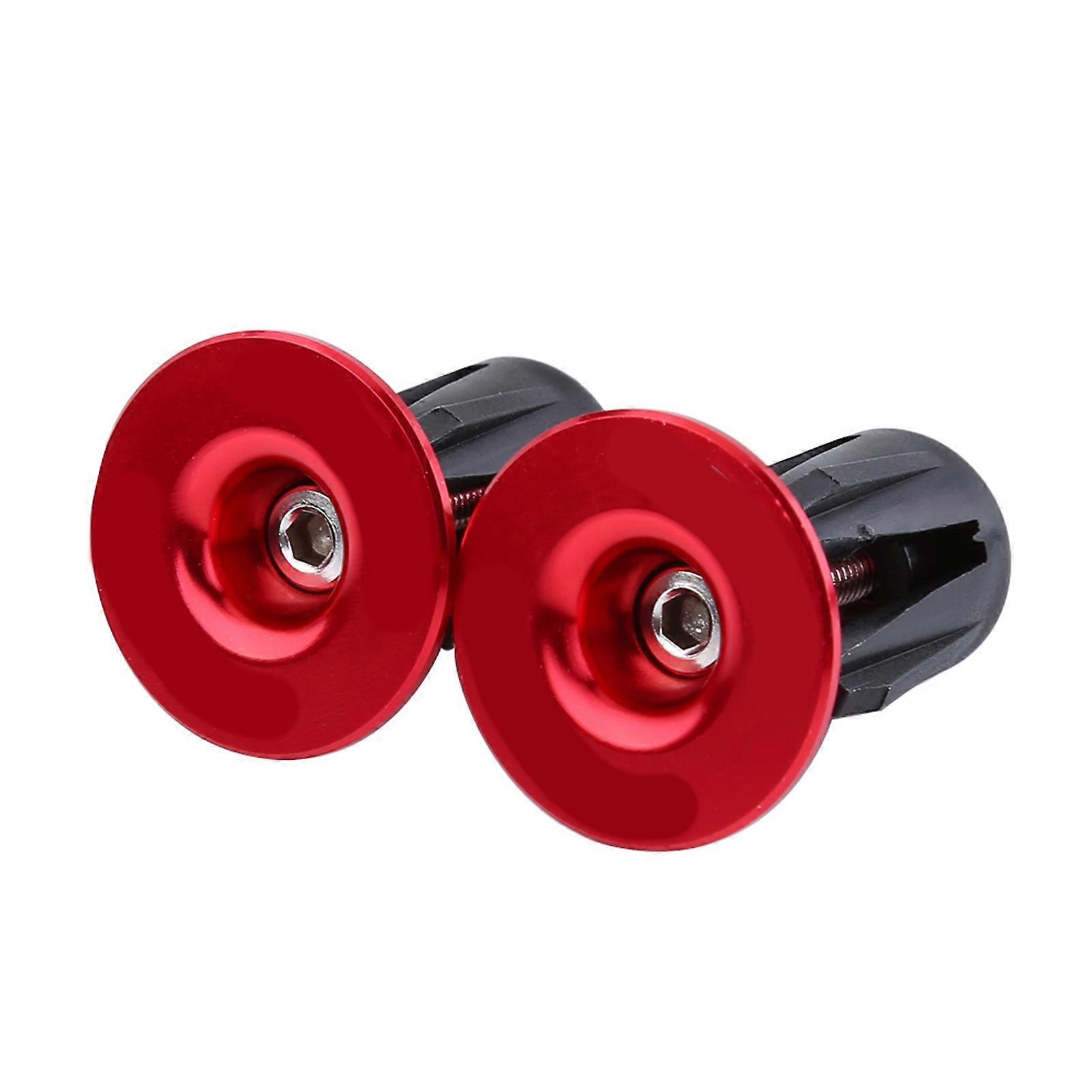 Handlebar End Plug 2pcs Colorful Aluminum Bike Bicycle Handlebars Bar Grips End Plugs Caps (Red)