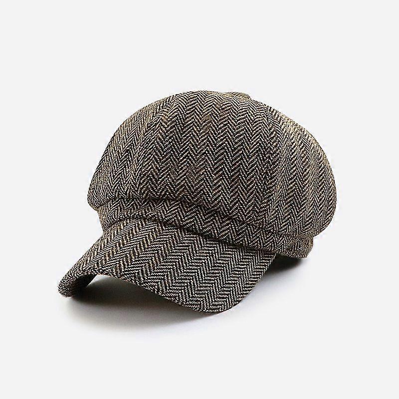 Spring And Autumn Herringbone Oblique Octagonal Cap Retro British Sunshade Leisure All-Matching Painter Hat Couple Peaked Cap