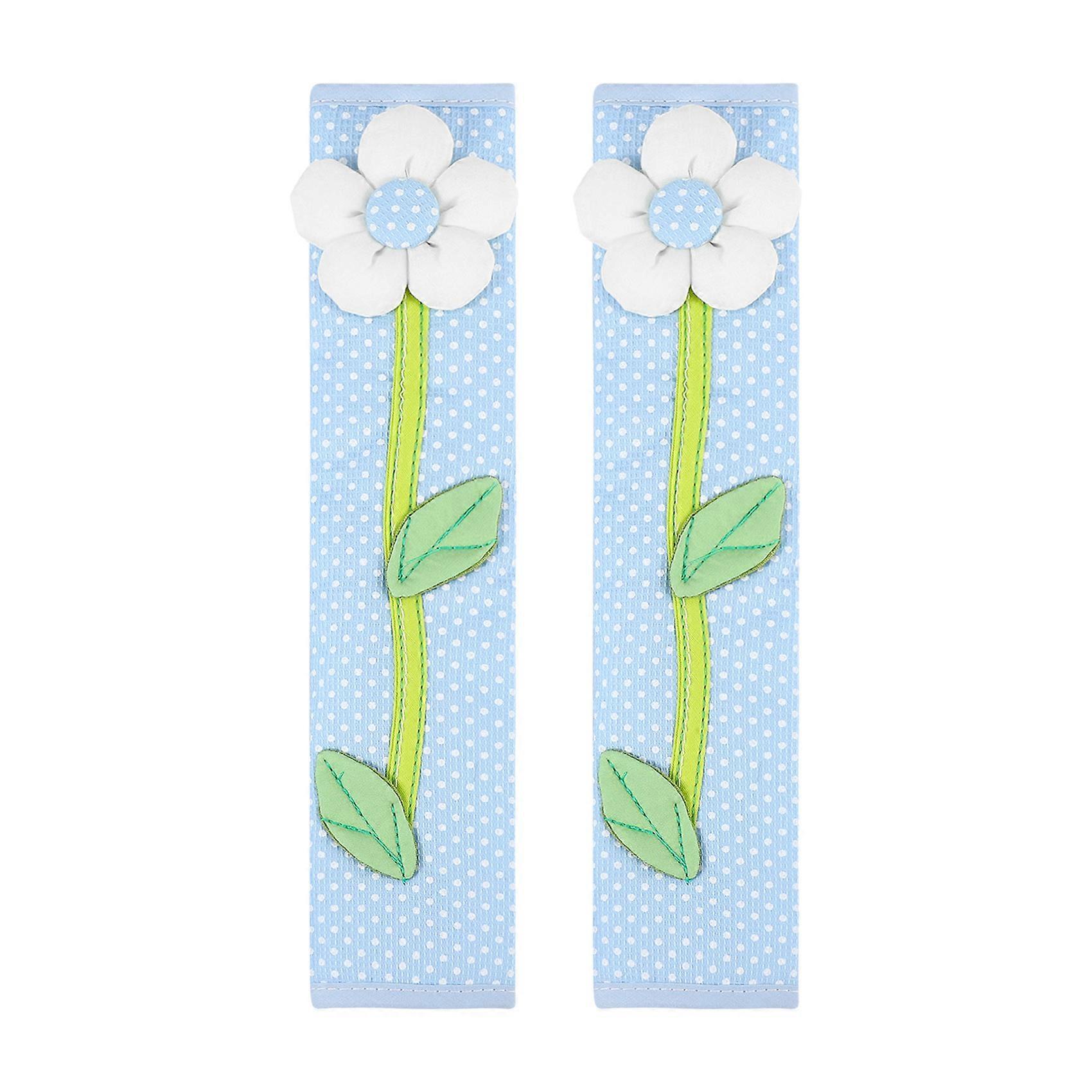 2x Flower Polka Dot Door/Refrigerator Handle Cover Gloves Blue