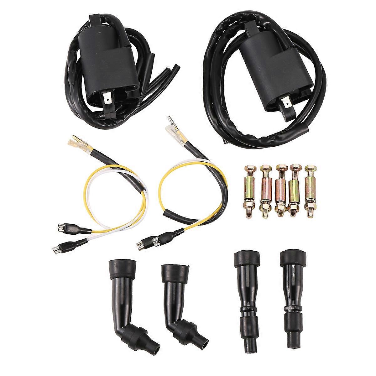 Set of 2 Ignition Coils & Caps for GS550 GS650 GS750 850 1000 1100 KZ400 650 750 900 1000 33410-4501