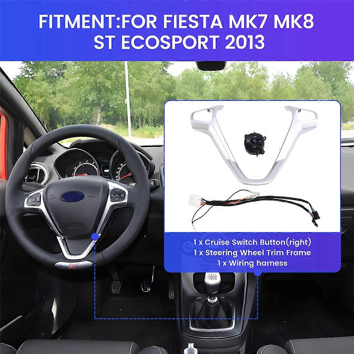 Car Frame Panel Steering Wheel Cover+Cruise Control Buttons for Ford