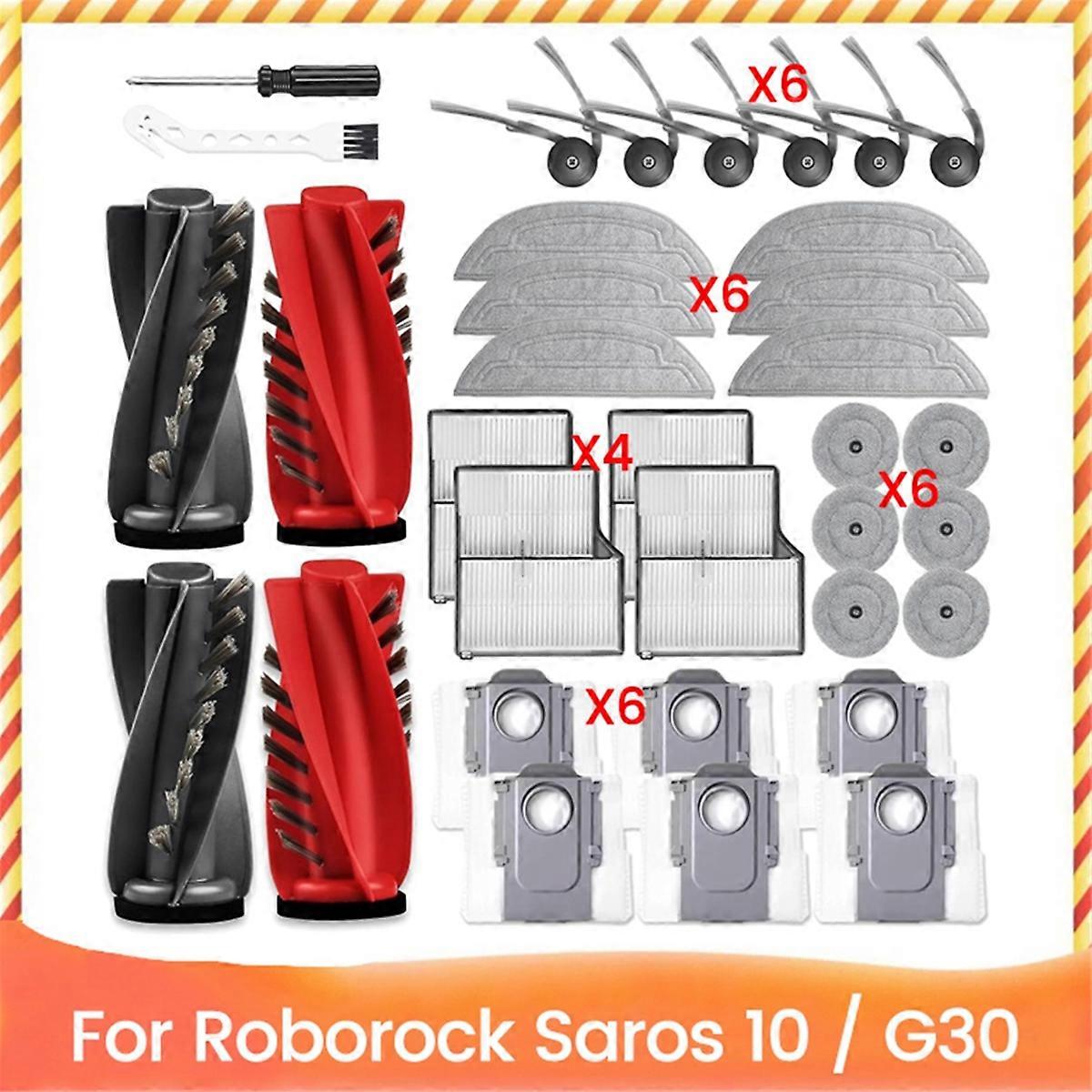 34PCS Replacement Kit for Saros 10 / G30 Robot Vacuum Cleaner Main Side Brush HEPA Filters Mop Clot