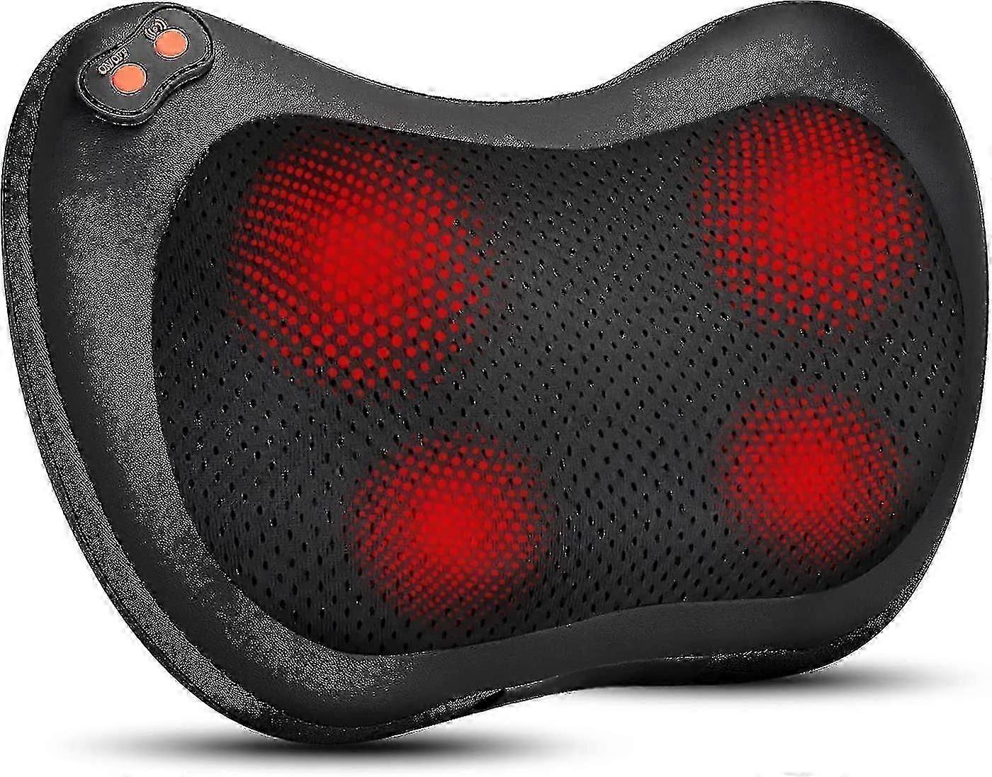 Back Neck Massager,shiatsu Massage Pillow With Heat, Deep Tissue Kneading Massager For Shoulder,back