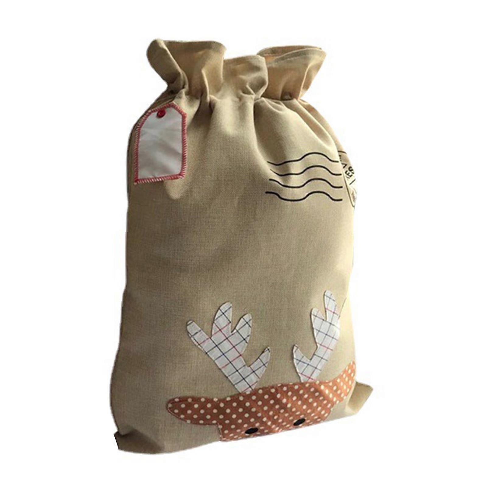 Polyester Package Pouch for Christmas Gift Stylish Drawstring Seal Present Wrapping Bag Santa/Deer Candy Container