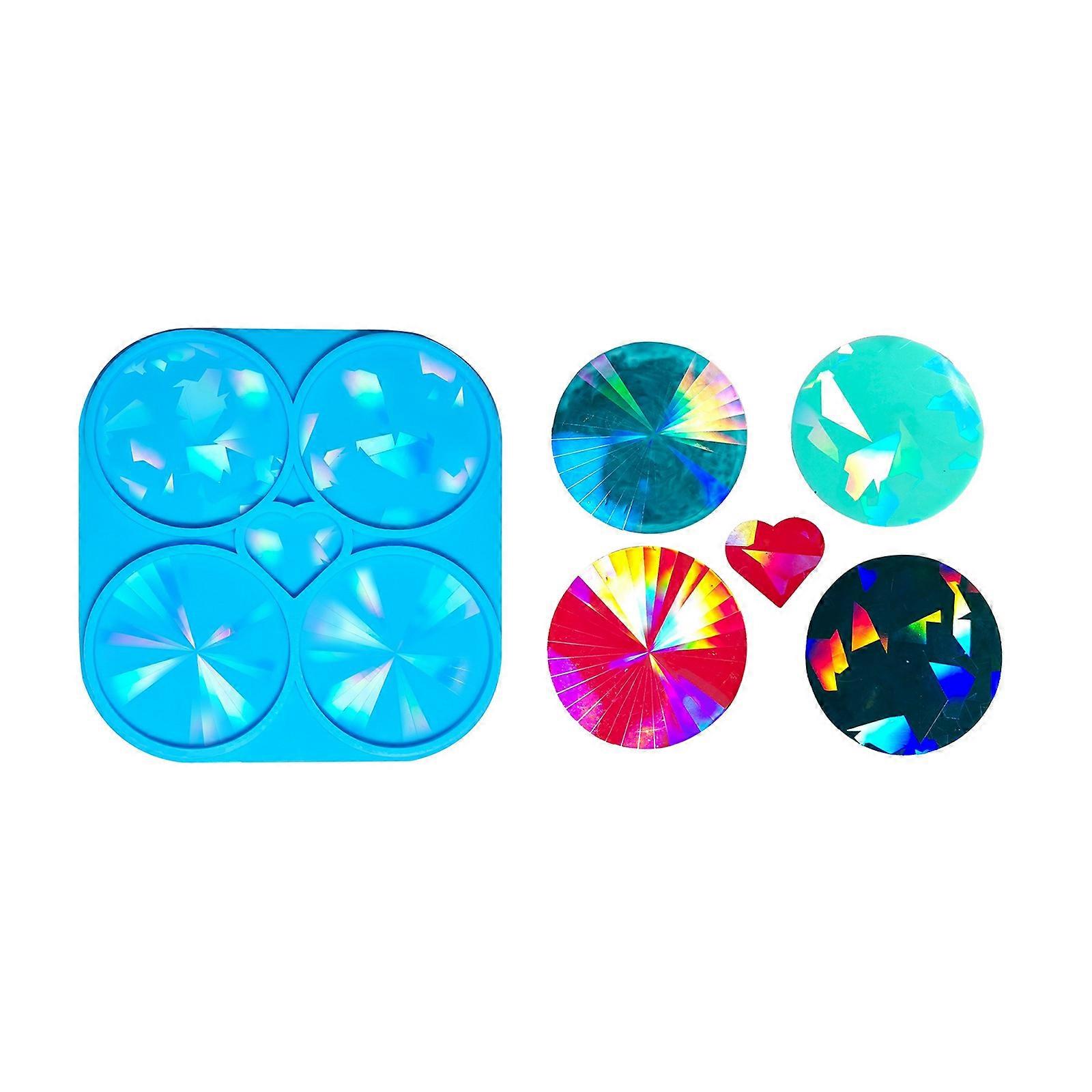 4Cell Resin Coaster Molds Holographic Coaster Silicone Molds Round Shaped Epoxy Resin Molds for Hand-Making DIY Cup Pads  Blue