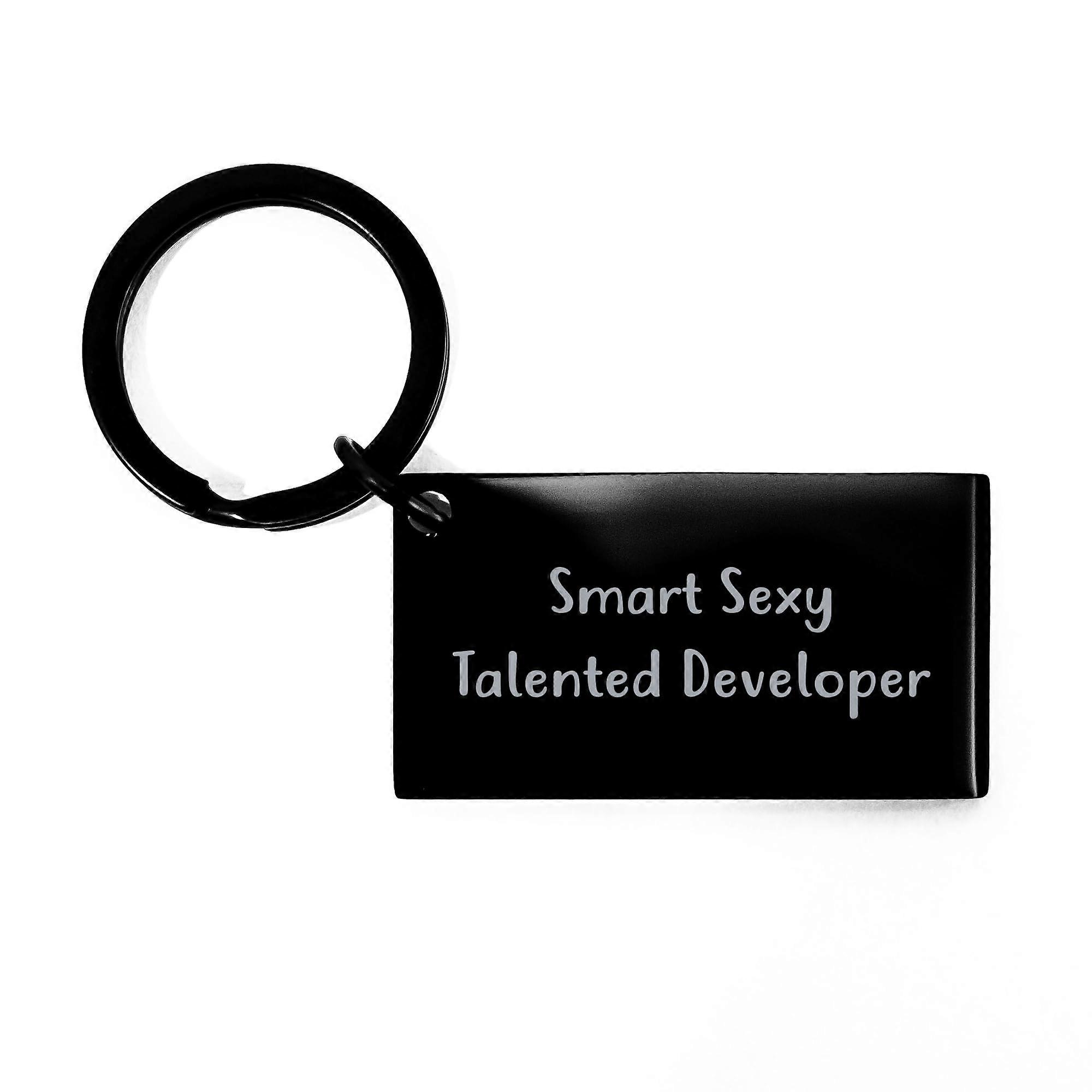 Birthday Unique Gift for Smart Sexy Talented Developers - Funny Keychain with Engraved Message