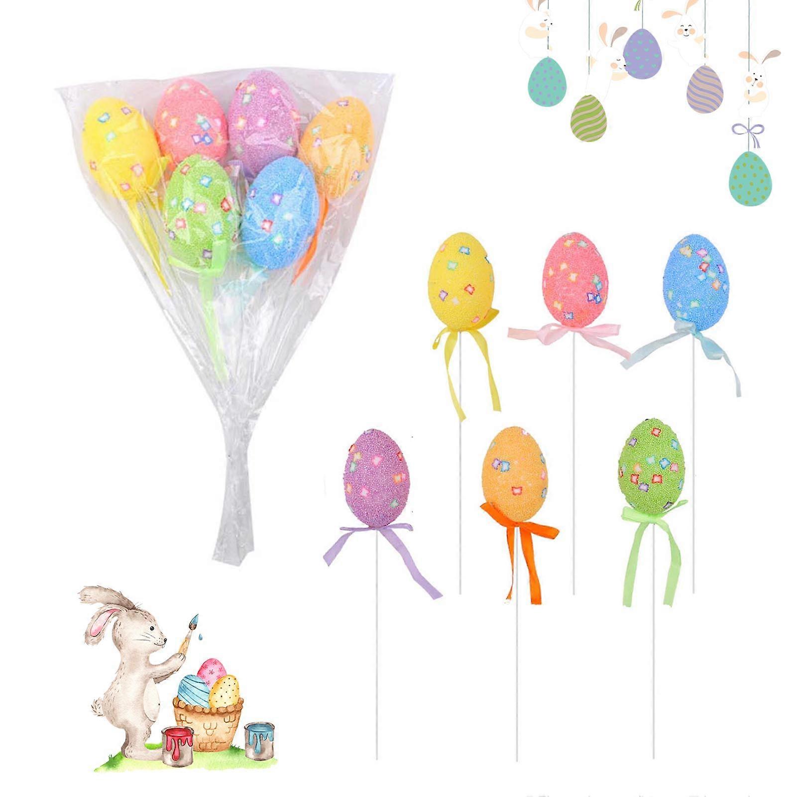 Colorful Easter Egg Picks Set Decorative  Speckled Easter Egg Stems Suitable for Vibrant Holiday Atmosphere