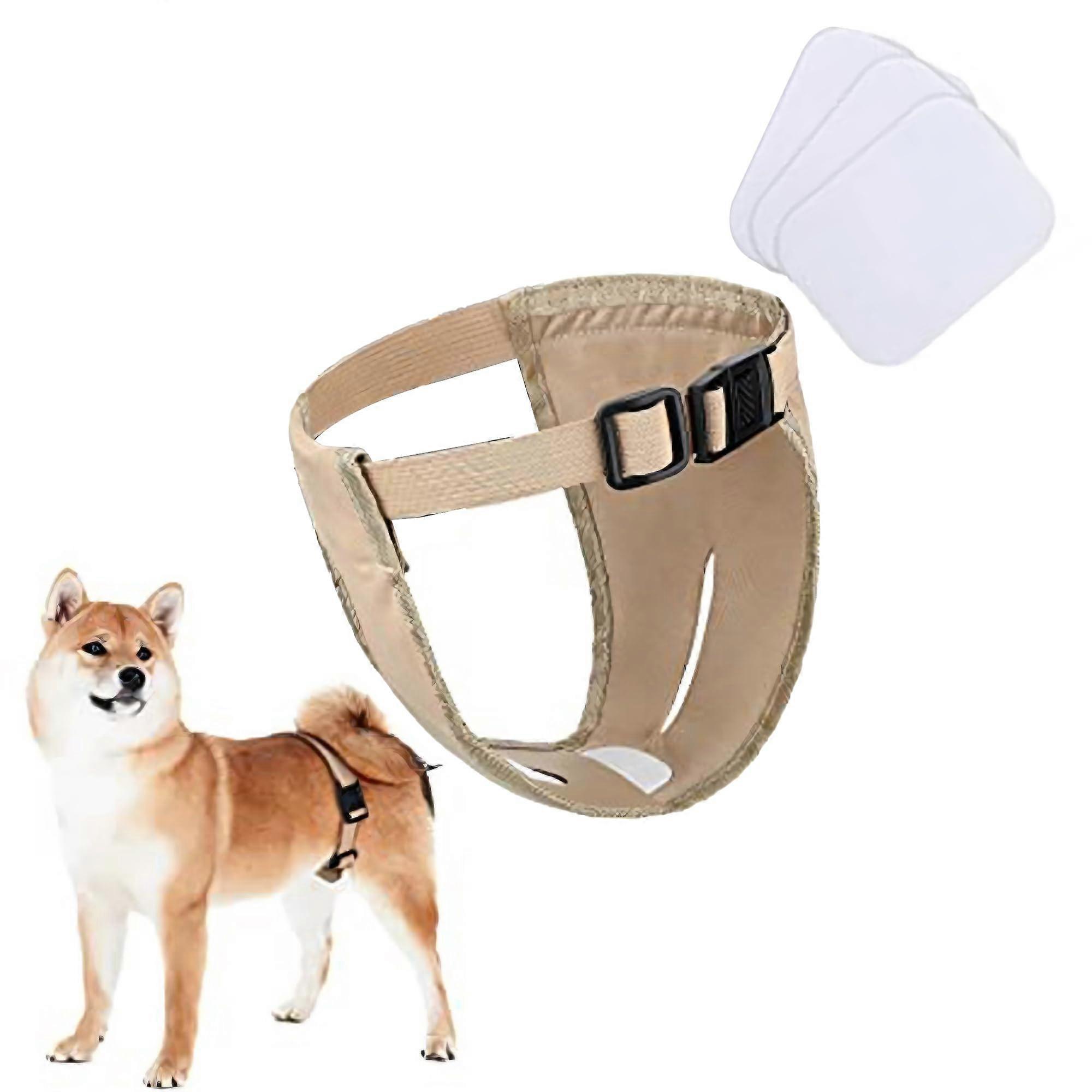Dog Pants for Female Dogs in Heat, Reusable XS Brown Diapers with 3 Replaceable Inserts, Heat Cycle Comfort