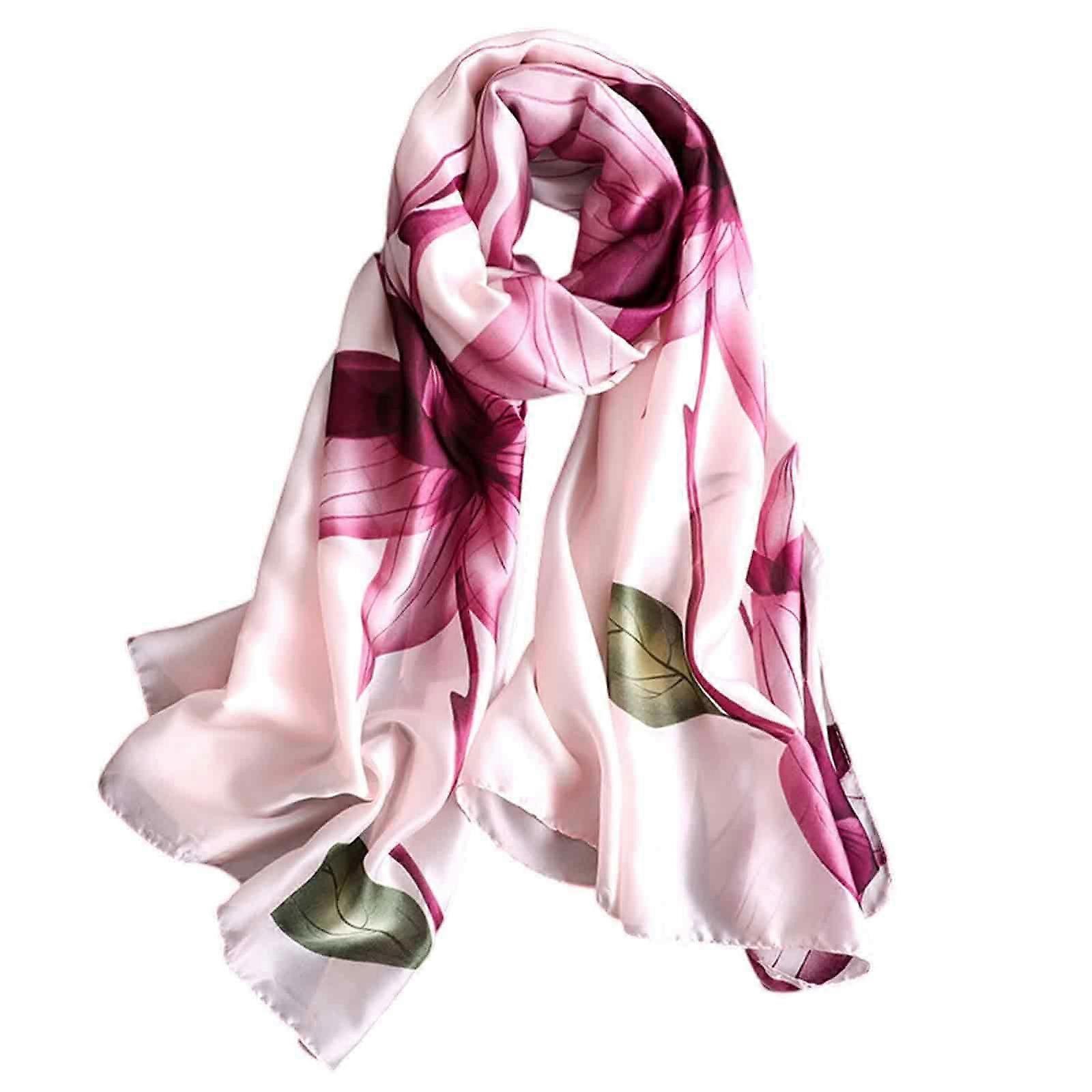 1pcs women's printed Silk scarf - Light pink
