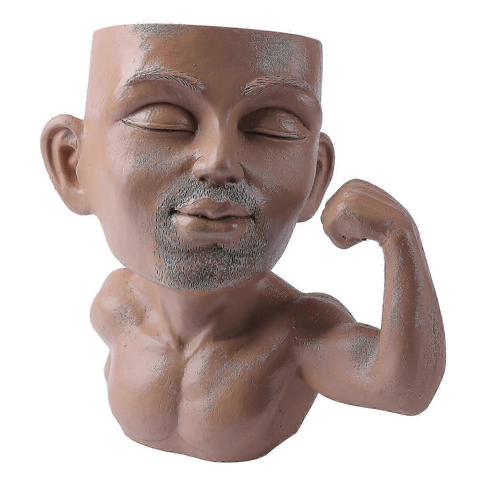 Beefcake Guy Model Face Flower Pot, Resin Succulent Planter