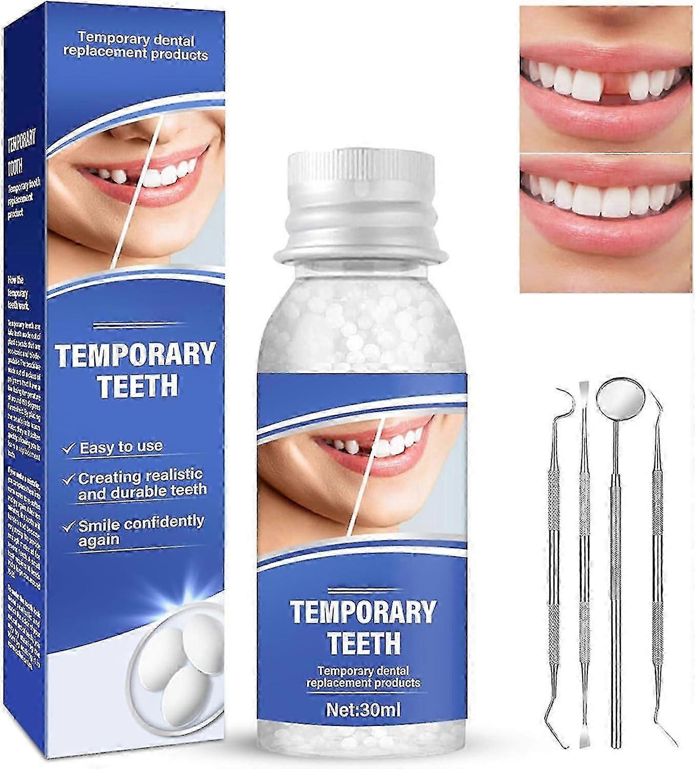 Tooth Repair Kit, Temporary Tooth Filling Repair Kit with 4 Tools, Fixing The Missing and Broken Replacements, Restoring Your Confident Smile