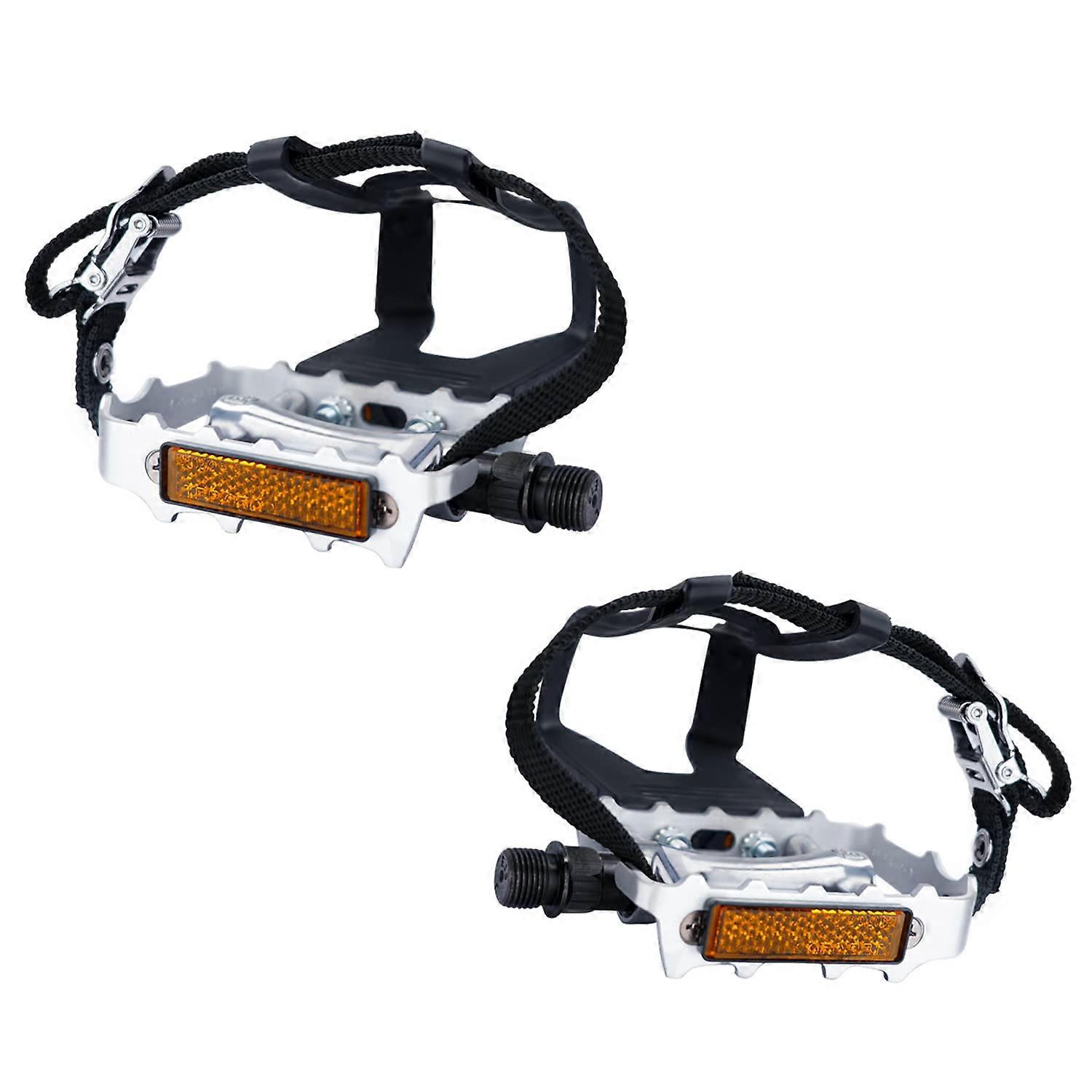 Bike Pedals with Toe Clips and Straps for Exercise Outdoor and Cycling Indoor Stationary Bike 9/16Inch Spindle Alloy Bicycle Pedals Wellgo