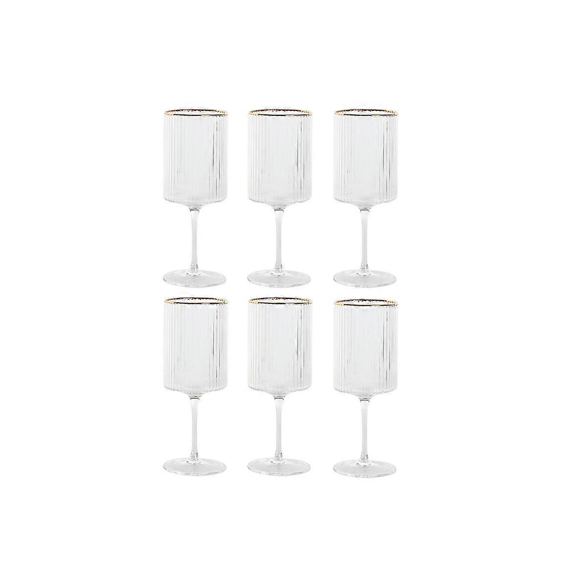 Set of glasses Home ESPRIT Transparent Golden Crystal 400 ml (6 Units)