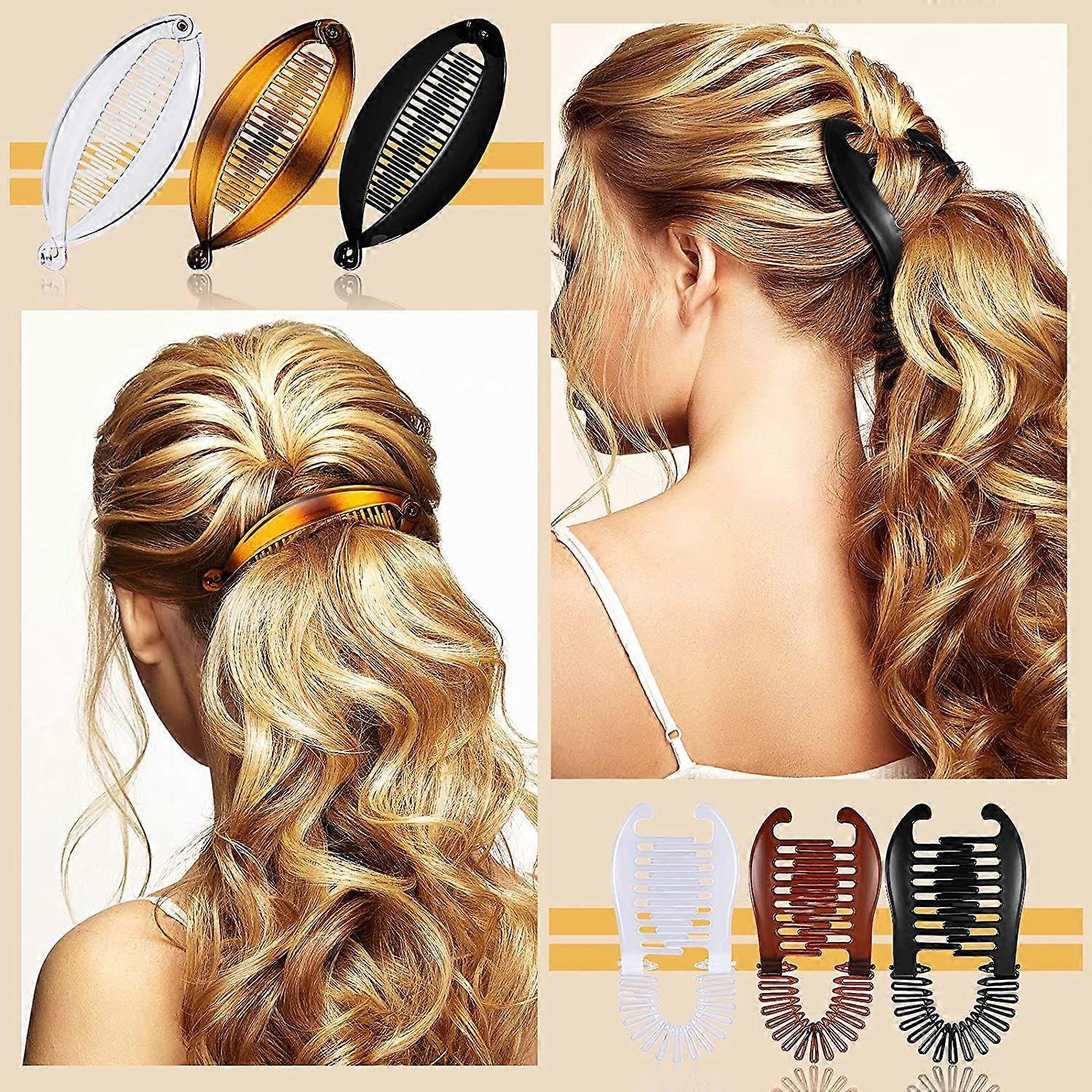 FRCOLOR Mini-Haarklammern (4 Stück) – Bananenclip-Design, Rutschfest, Schwarz – Für Damen & Mädchen