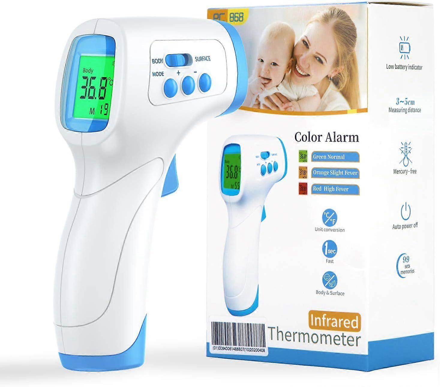 Non-contact Forehead Thermometer,Thermometer with Fever Alert Infrared Thermometer with Memory Function, LCD Display