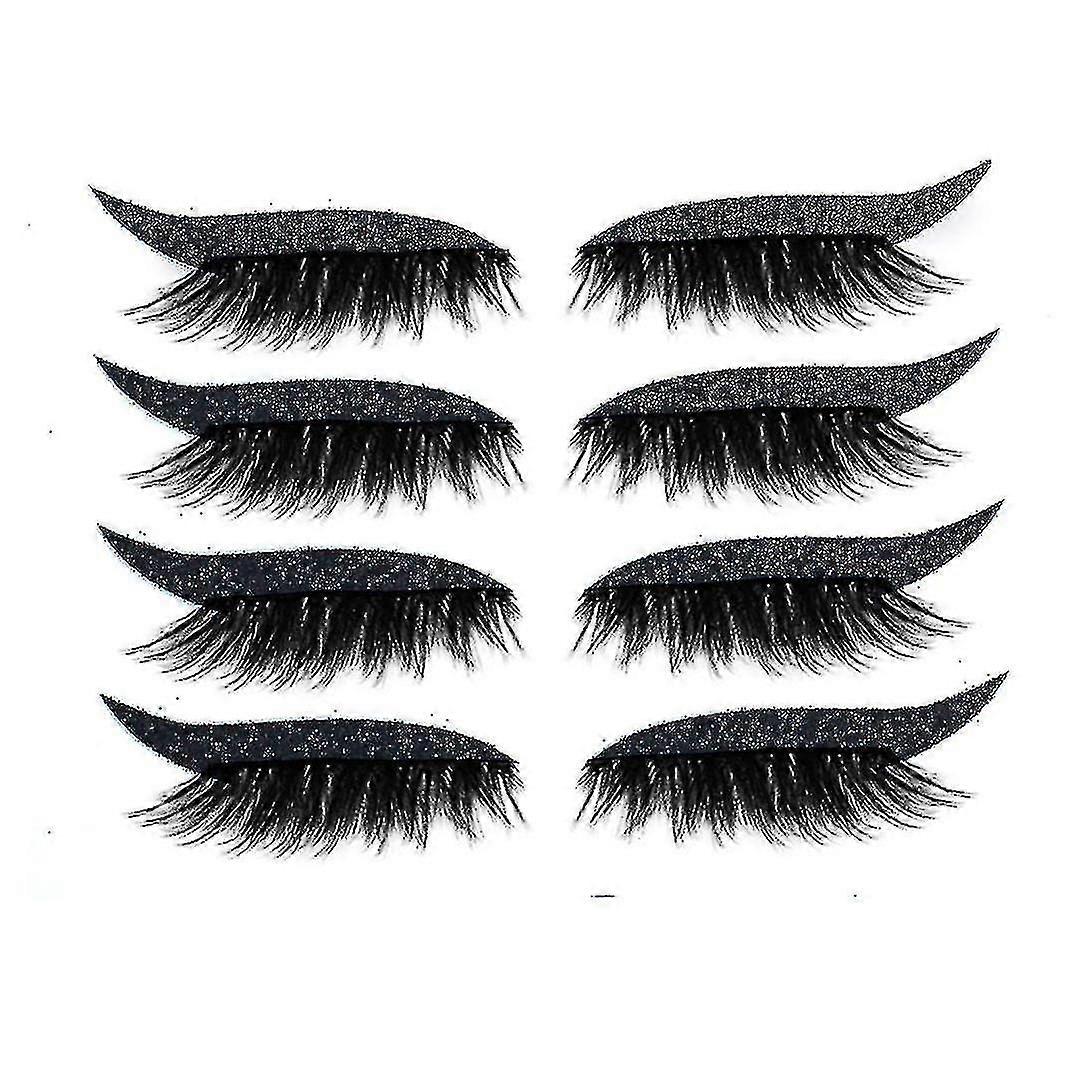 4pais Reusable Eyelashes And Eyeliner Stickers, Reusable Self-adhesive Eyeliner And Eyelash Stickers With Glitter