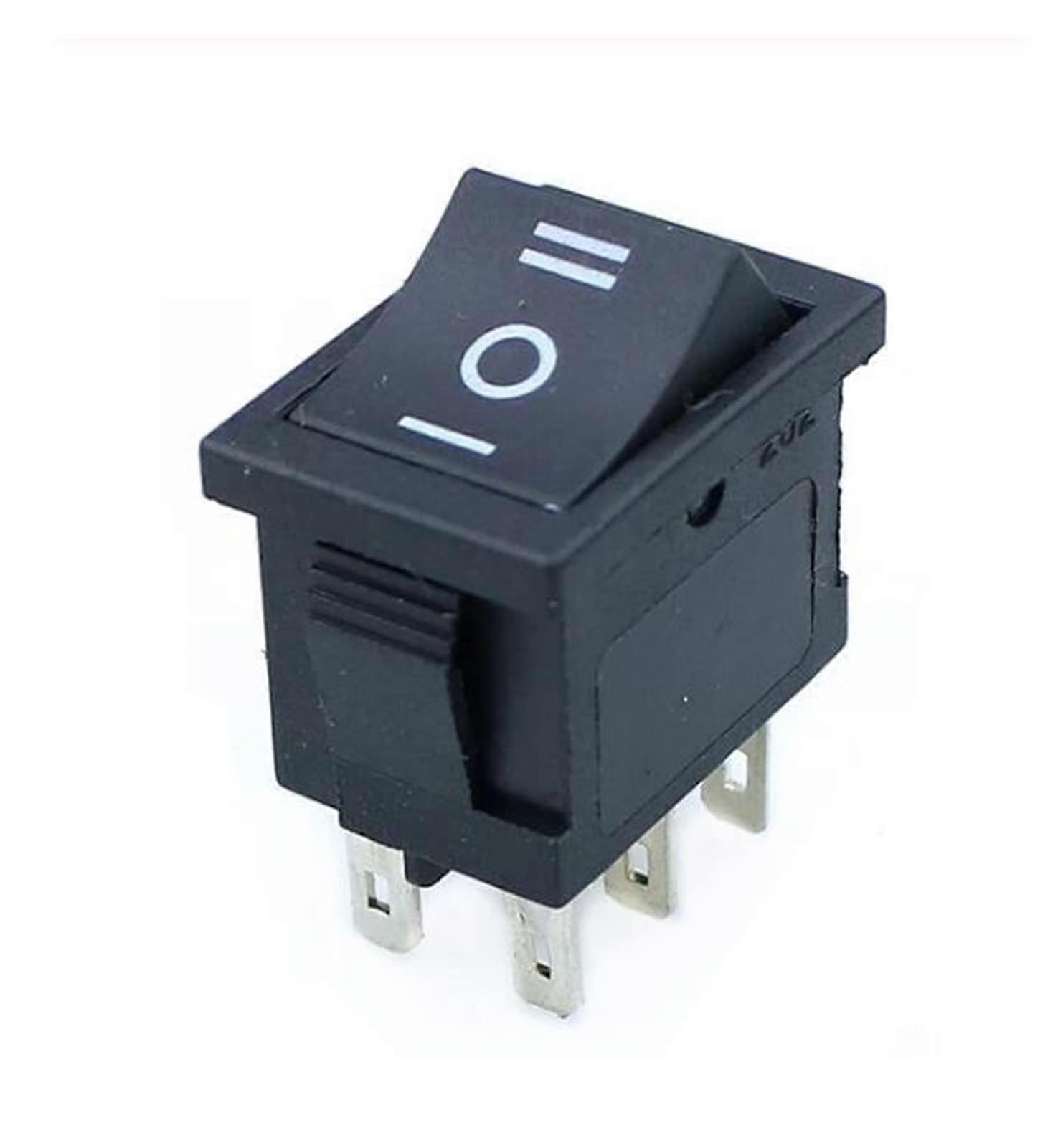KCD1 Mini Black Power Switch Button 3 Pin On/Off/On Rocker Switch AC 6A 250V 10A 125V for Electrical Applications