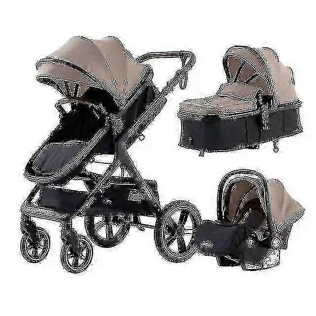 Luxurious Baby Stroller 3 In 1 Portable Travel Baby Carriage Fold Pram High Landscape Aluminum Frame