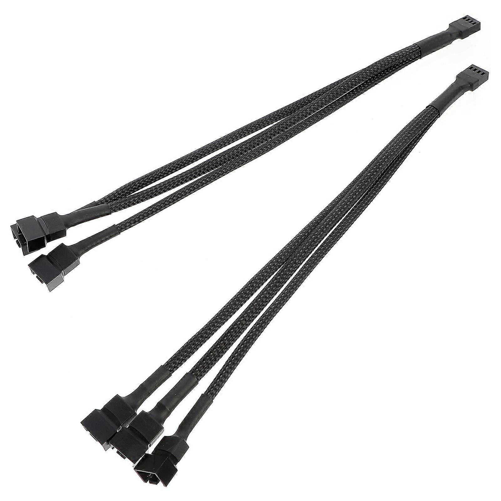 2 PCS Fan Adapter Cable 3-Way Sleeved Power Supply Cable Computer Accessory