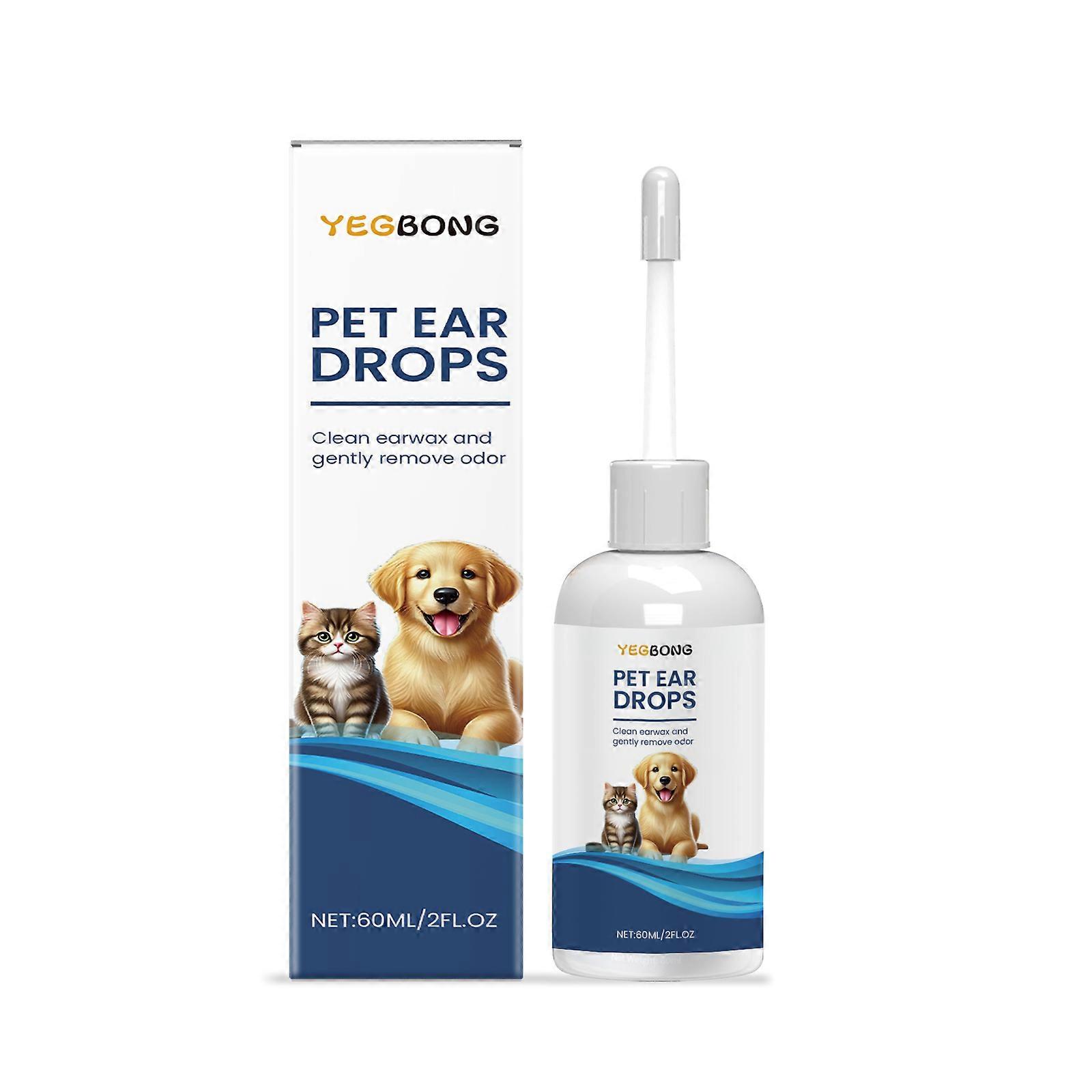 Le nettoyant pour oreilles pour animaux de compagnie Yegbong, une formule douce et hypoallergénique adaptée aux chiens et aux chats, est utilisé pour nettoyer le cérumen, éliminer les odeurs et fournir des soins