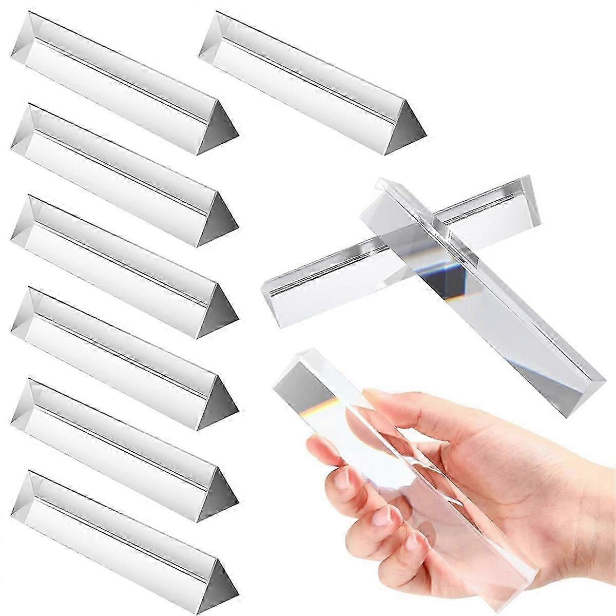 10 Pack Clear Triangular Prisms Optical Glass Prisms Crystal, Light Spectrum Physics for Science Te