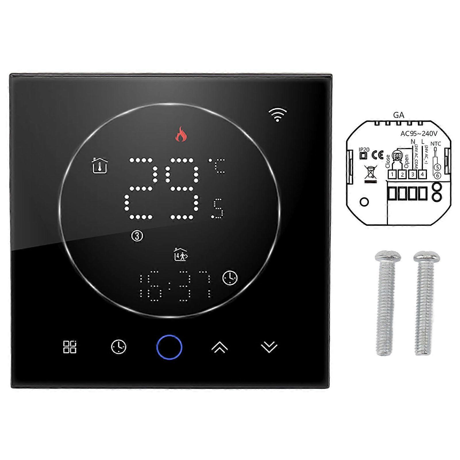Smart LED Multi Color Screen High Accuracy Voice Programmable WiFi Thermostat for Valve Control Water Heating AC 95 to 240V