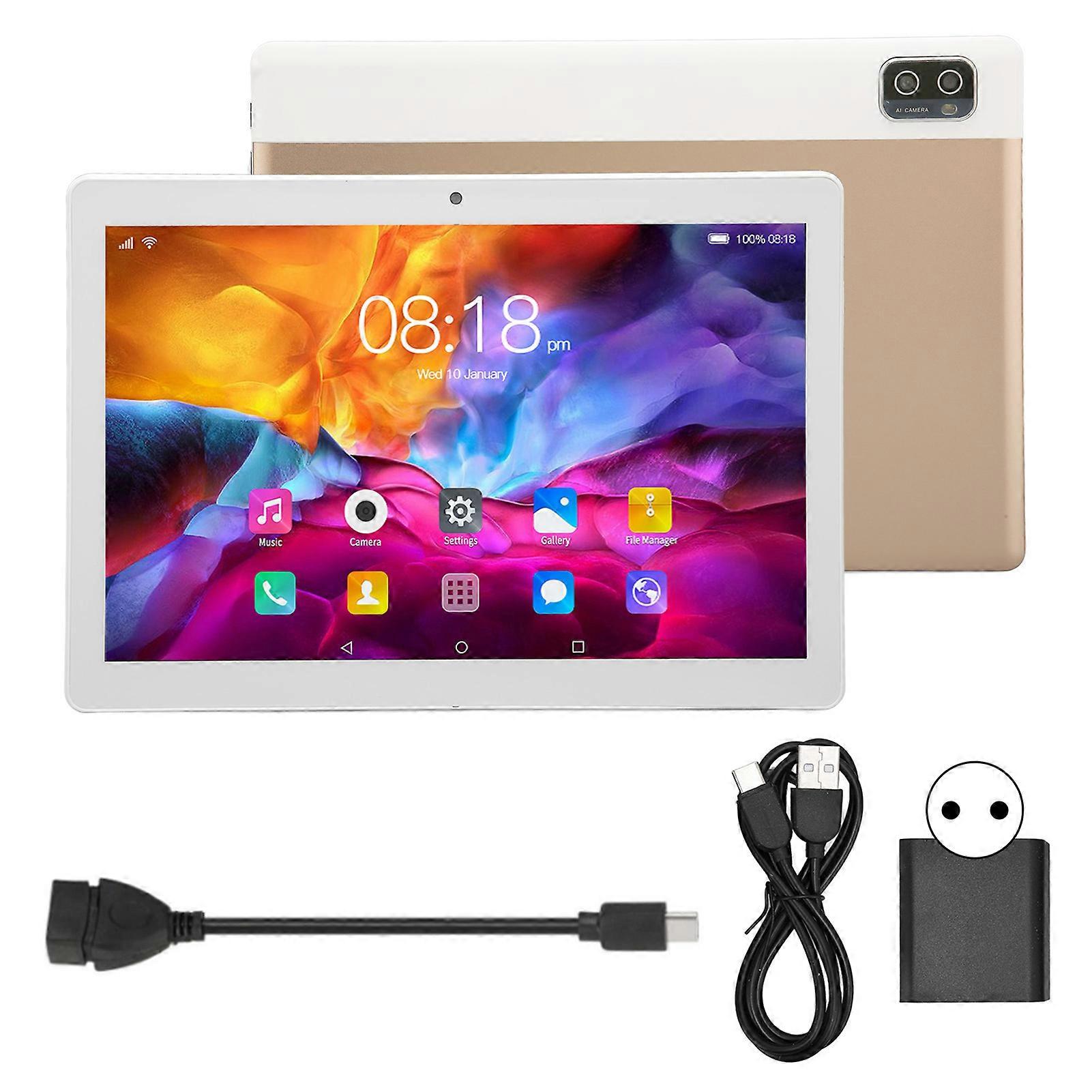 10.1in for Android 12 Gold 5G WiFi Calling 6GB 128GB 1960x1080 Resolution MT6592 10 Cores Tablet