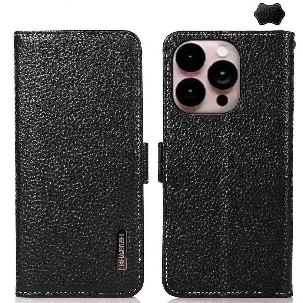KHAZNEH Side-Magnetic Litchi Leather RFID Case