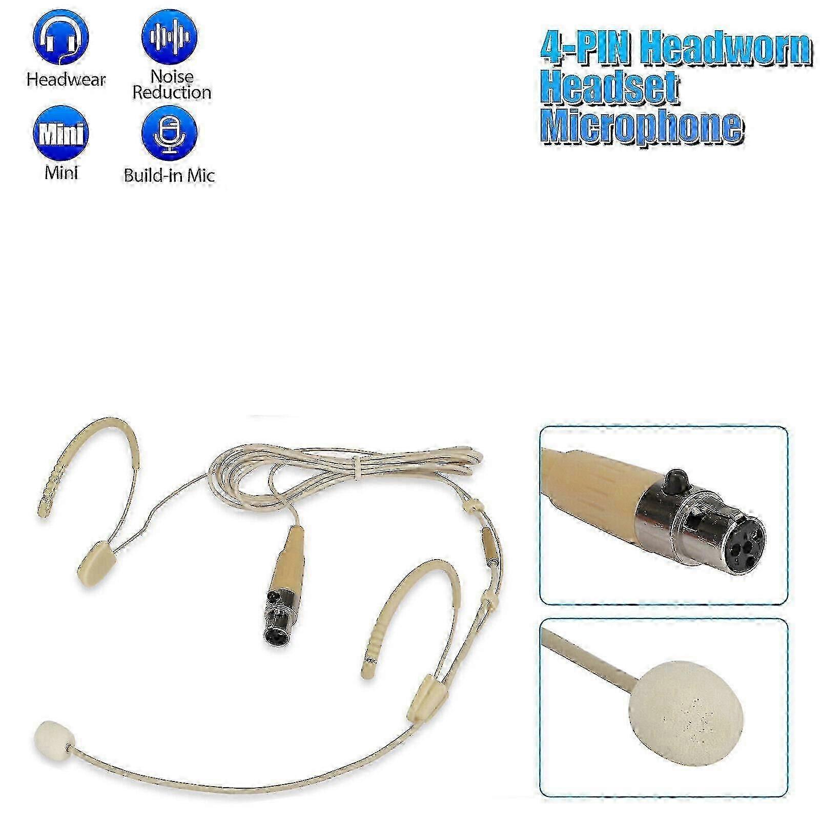 Podwójny zaczep na ucho, mikrofon nagłowny XLR 4Pin TA4F, pojemnościowy mikrofon nagłowny do SHURE