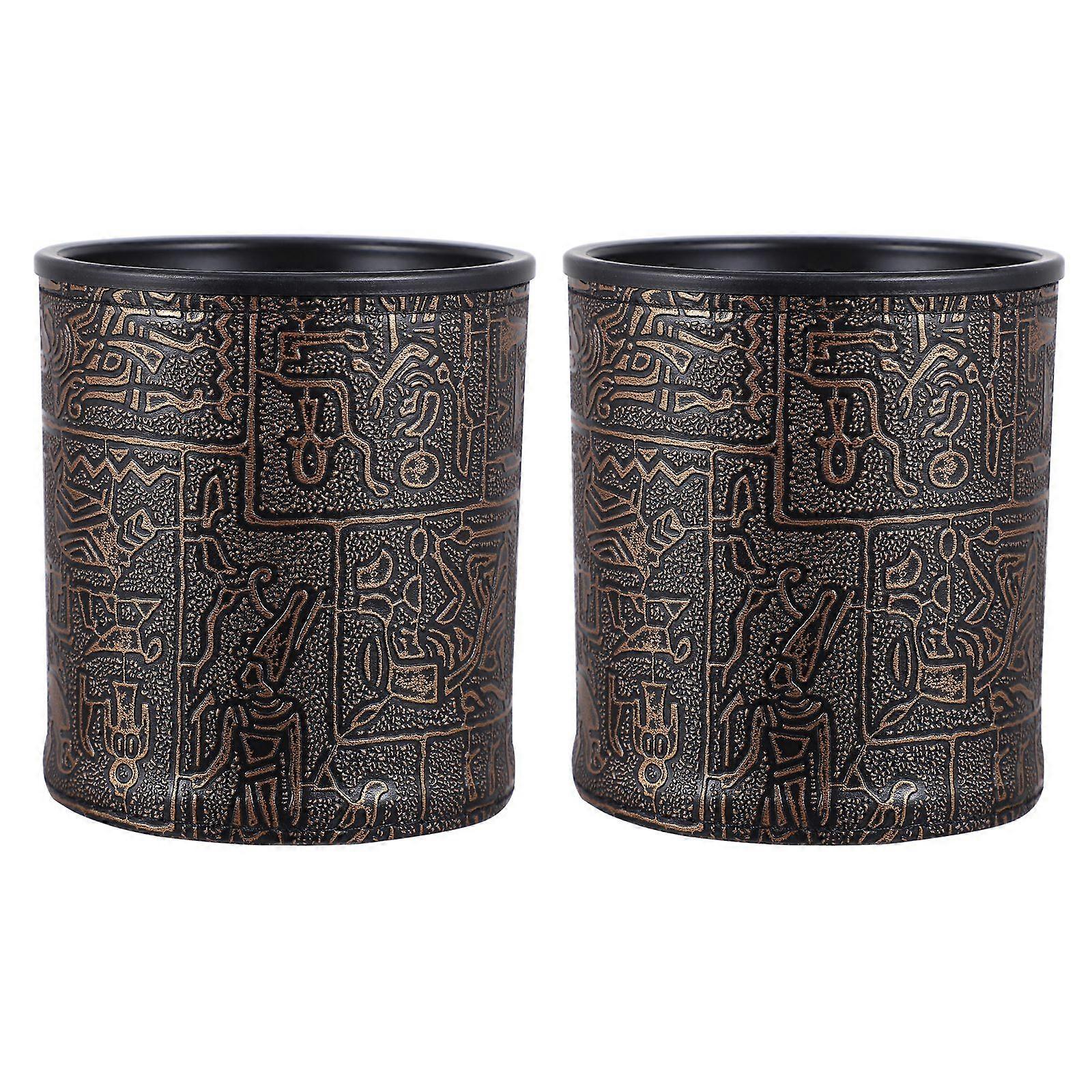 2pcs Egyptian Style Dice Holders Leather Design Dice Cups Party Game Props