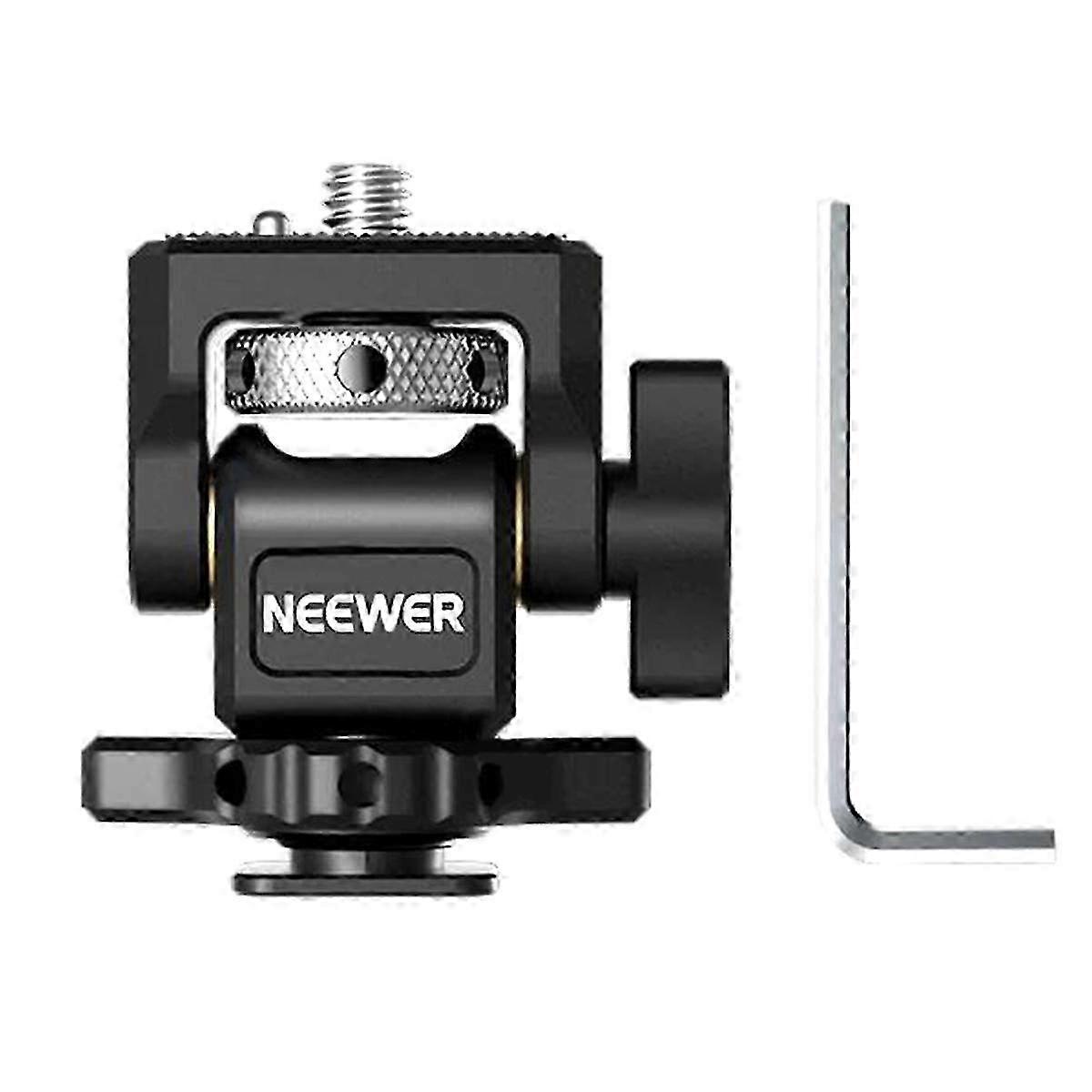 DSLR Camera Clamp Adjustable Monitor Mount with Cold Shoe Anti Twist 1/4in Screw for Monitor Flash Light DIY Attachment
