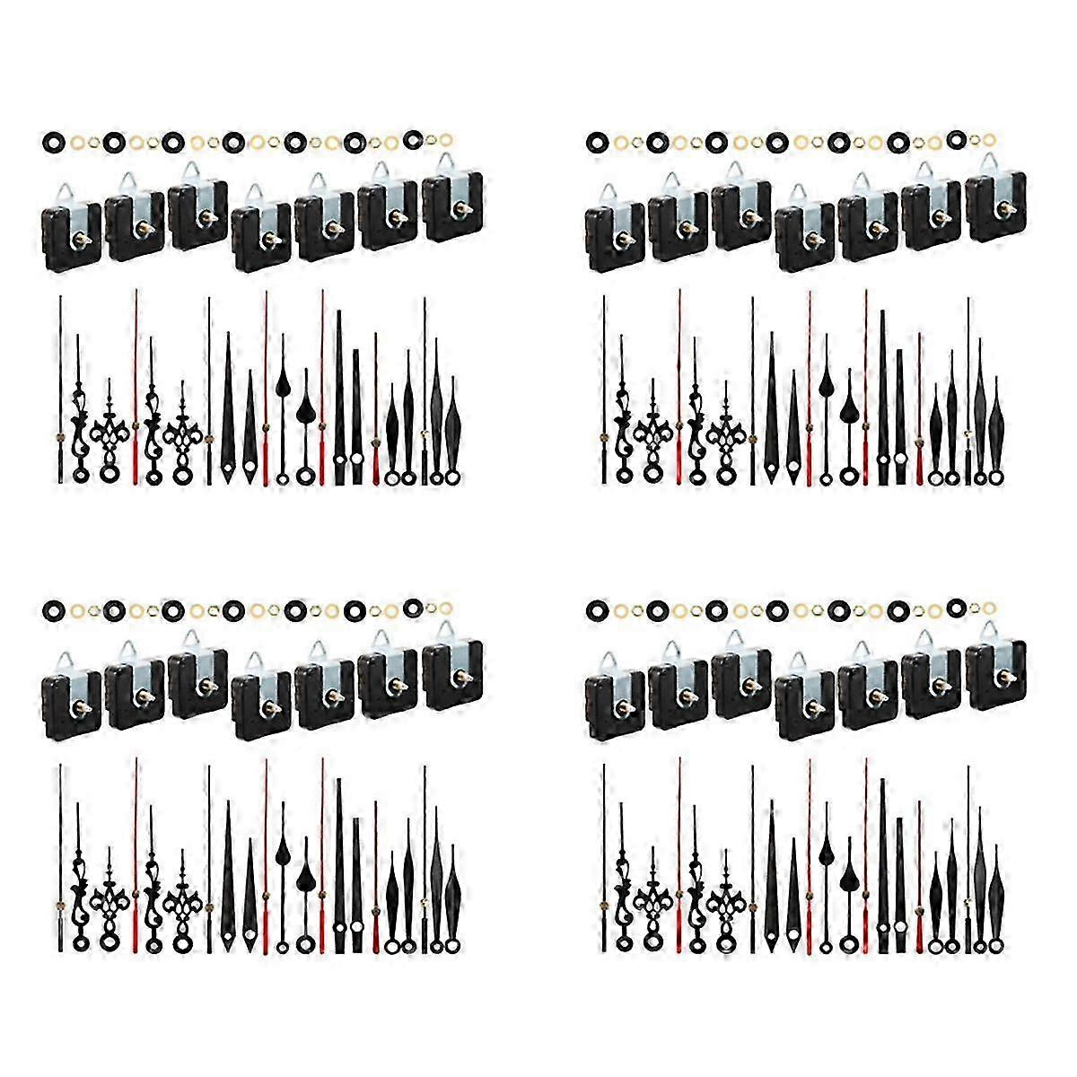 28 Sets Quartz Clock Movement Mechanism, Silent Short Shaft Clock Mechanisms with Hands, Wall Clock