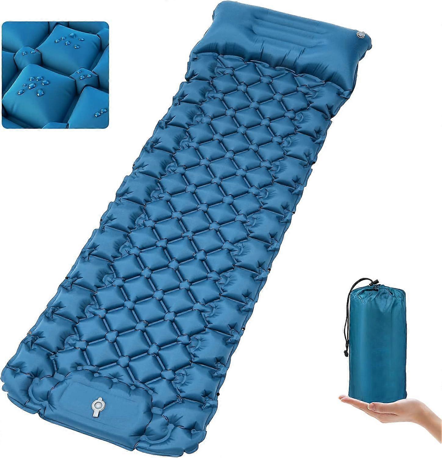 Self Inflating Camping Mat, 9CM Portable Ultralight Inflatable Sleeping Mat with Foot Pump and Pillow, Compact Waterproof Connectable Double