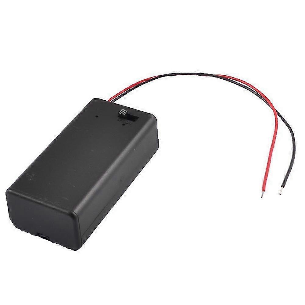 Plastic Black Battery Holder Case for 9V Batteries Storage Box with Switch - 2 Pack