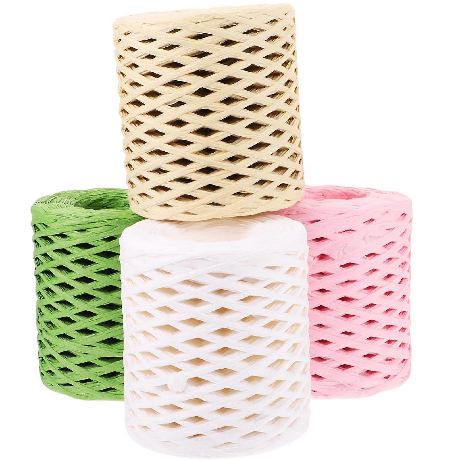 Raffia Paper Ribbon Twine for Christmas Wrapping 4 Rolls Packing Paper Twine