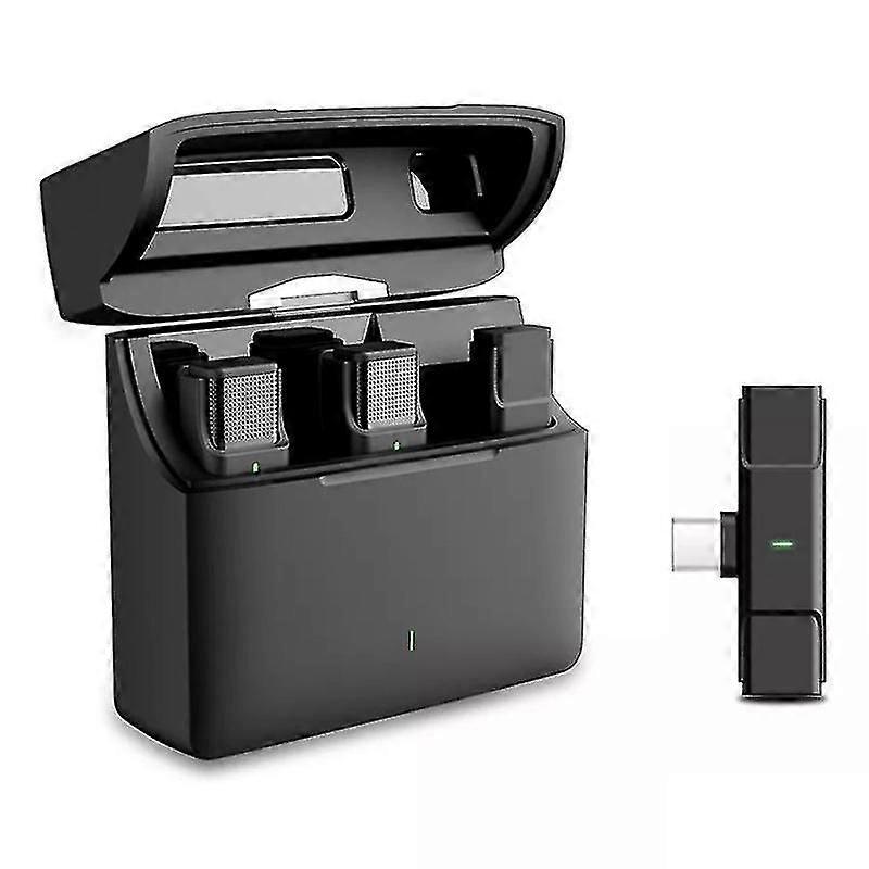 033a2 For Interview Live Broadcast Wireless Lavalier Microphone System 2 Mics + 1 Receiver, Type-c I