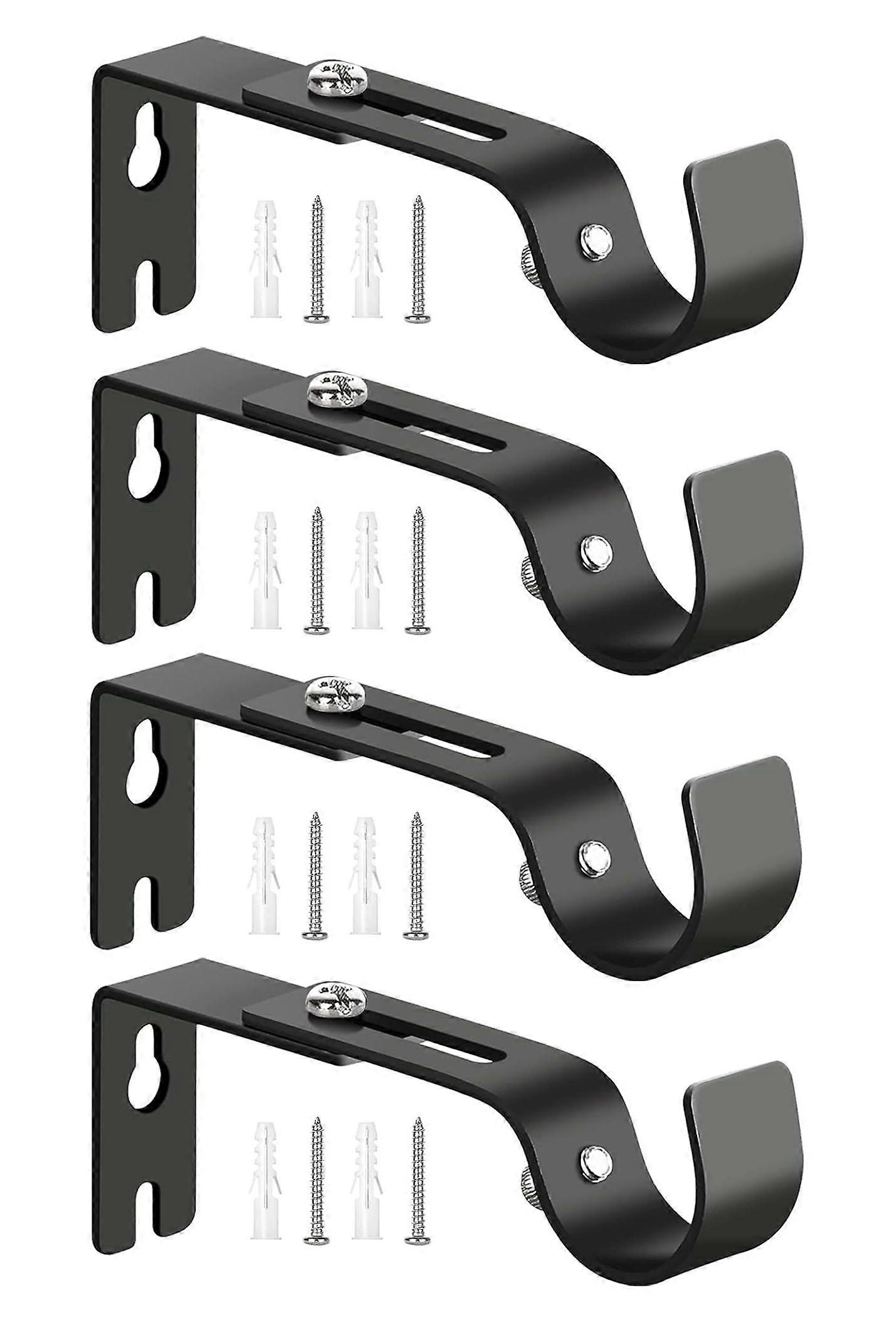 Premium Curtain Rod Wall Brackets - 4 Adjustable Hooks, High Hardness Iron Brackets