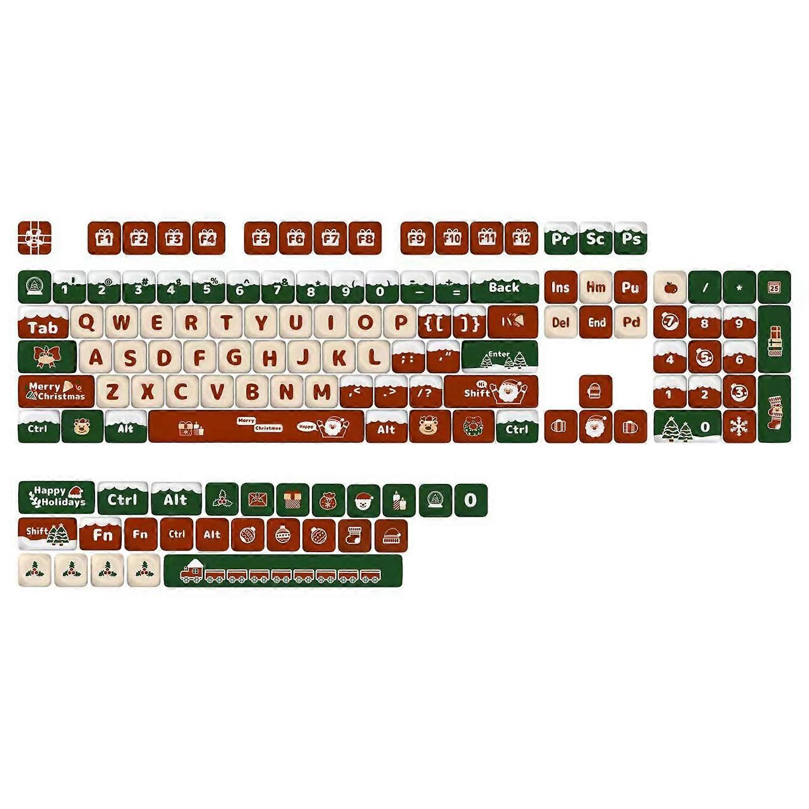 130Keys/Set MOA Profile Customs MerryChristmas Keycaps PBT Dye Sublimation Keycaps for MXCherry Mechanical Keyboard