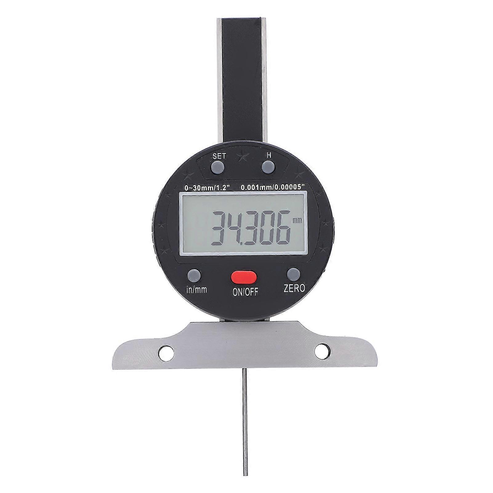 Digital Depth Gauge 0-30mm 0-1.2in Range 0.001mm 0.00005in Accuracy Electronic Depth Measurement Tool with USB Port 