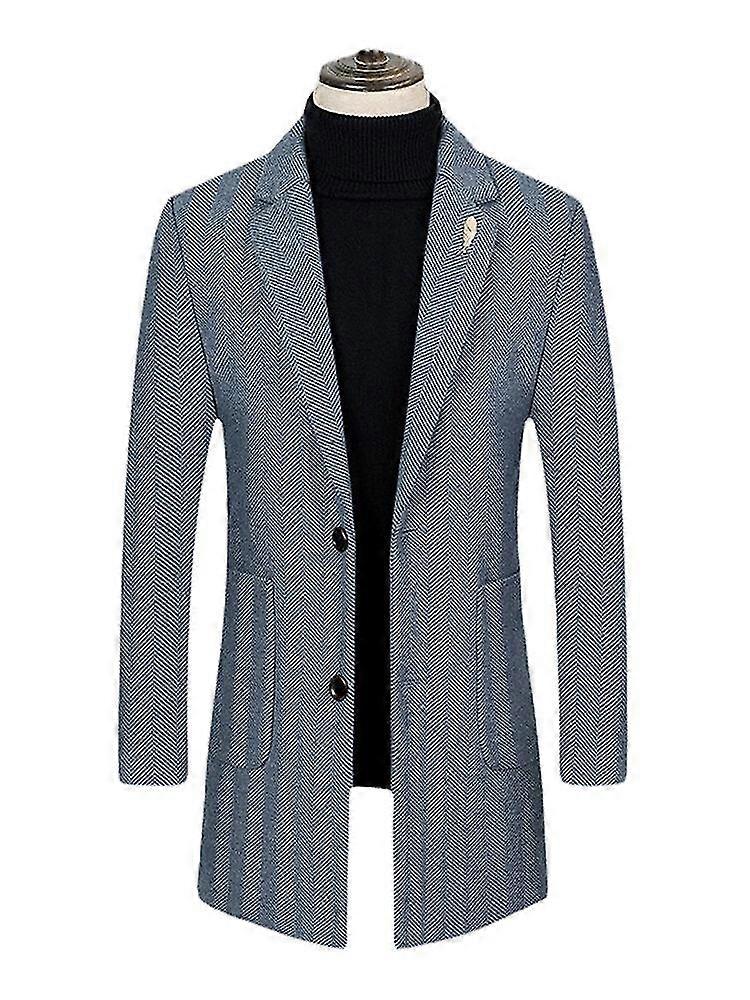 Mid-length Jacquard Lapel Coat for Men with Split Back Design - Thick Regular Fit Style